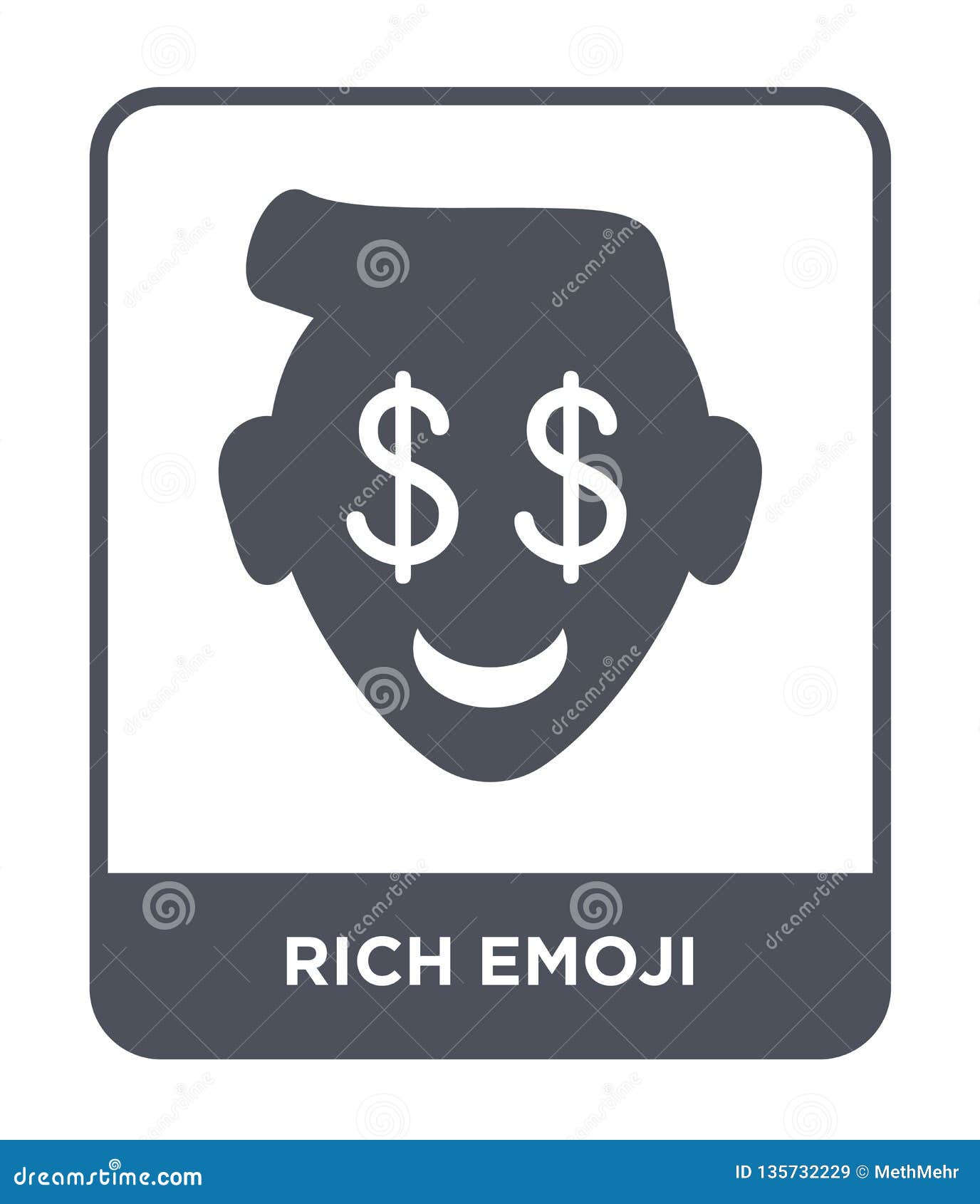 Rich Emoji Icon In Trendy Design Style. Rich Emoji Icon Isolated On ...