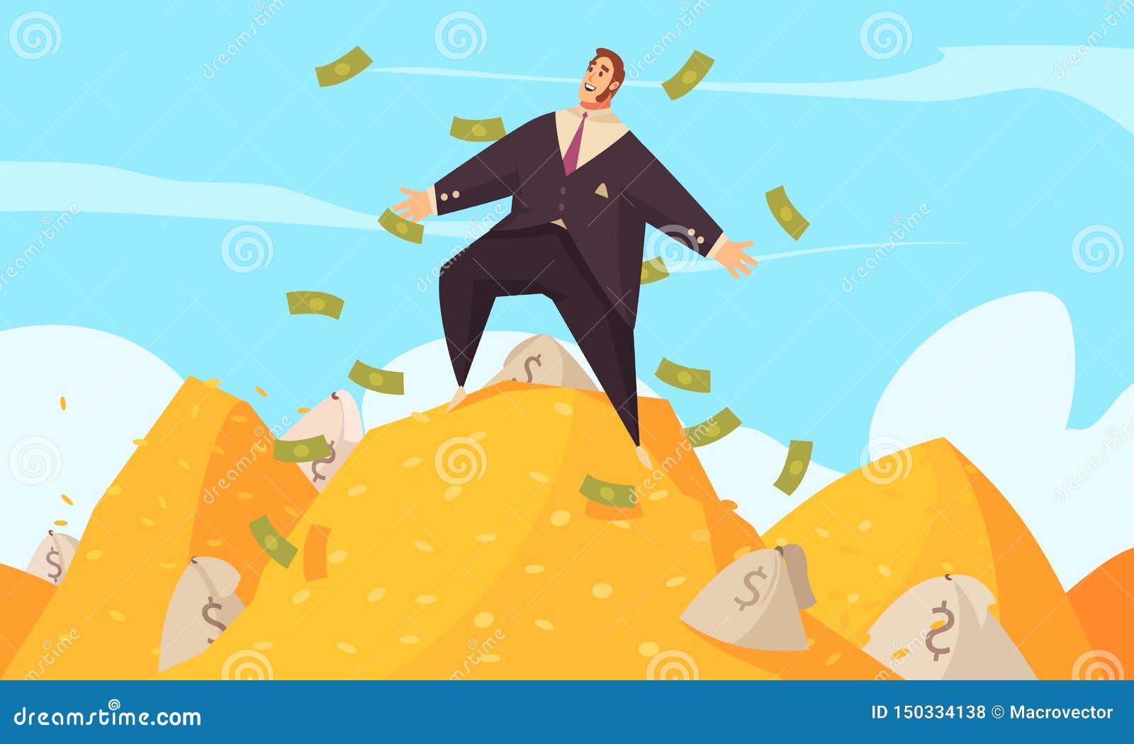 Rich Man Cartoon Composition Stock Vector - Illustration of businessman,  dollar: 150334138