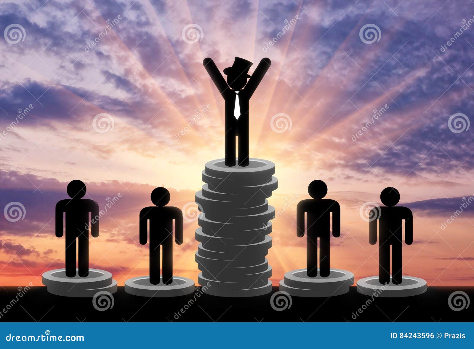 Rich and Poor Men Stand on Money Stock Photo Image of balance, leader