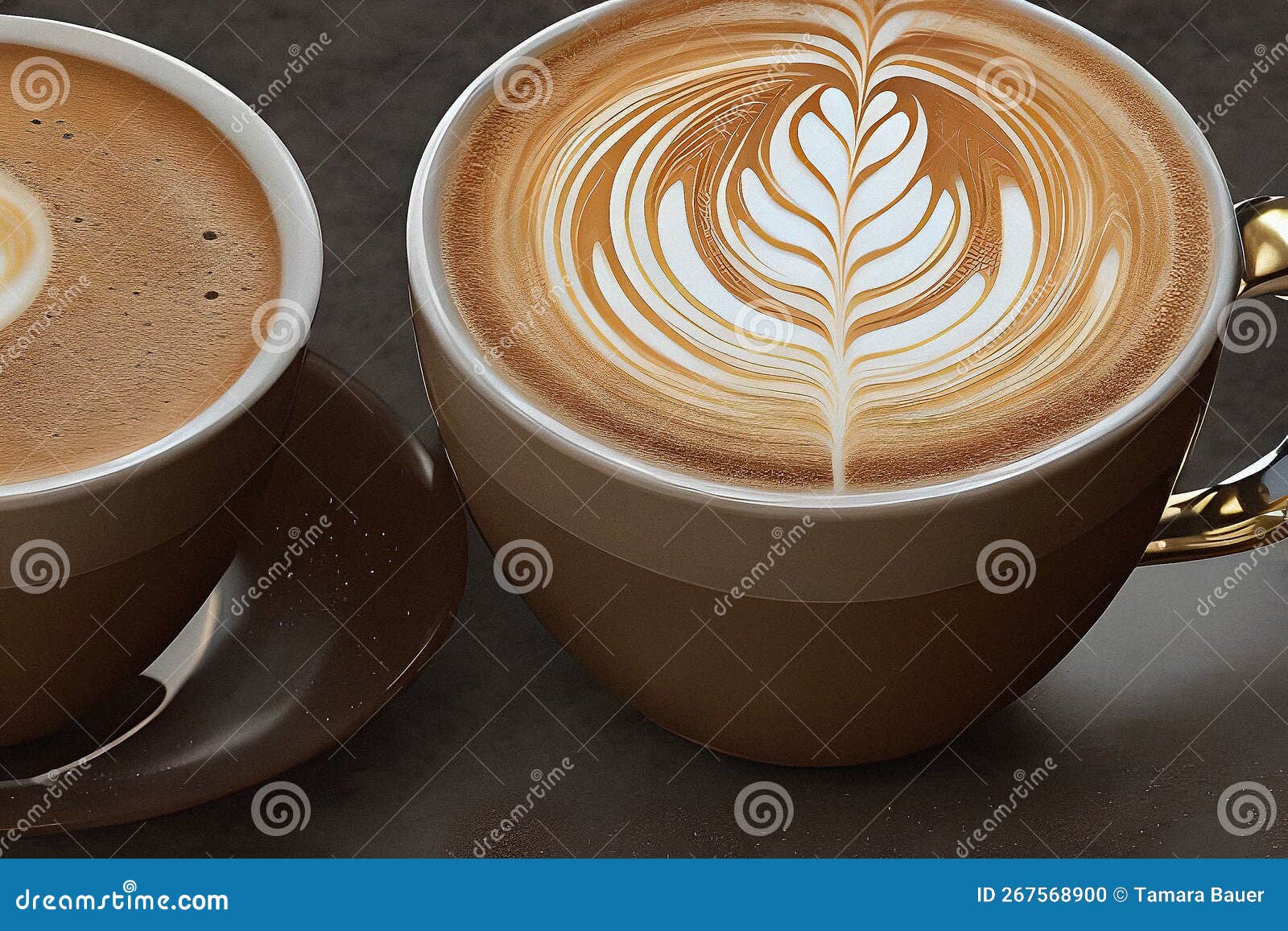 Rich Roasted Coffee Latte Inside a Large Wide Cup Stock Photo Image