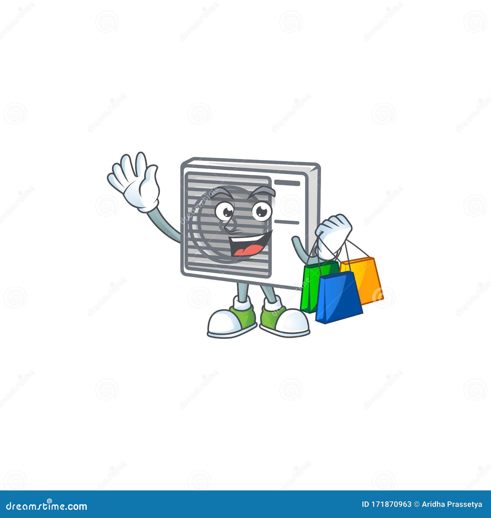 A Rich Split Air Conditioner Cartoon Design Waving and Holding Shopping Bag Stock Vector - Illustration of legs, equipment: 171870963 A Rich Split Air Conditioner Cartoon Design Waving and Holding Shopping Bag Stock Vector - Illustration of legs, equipment: 171870963