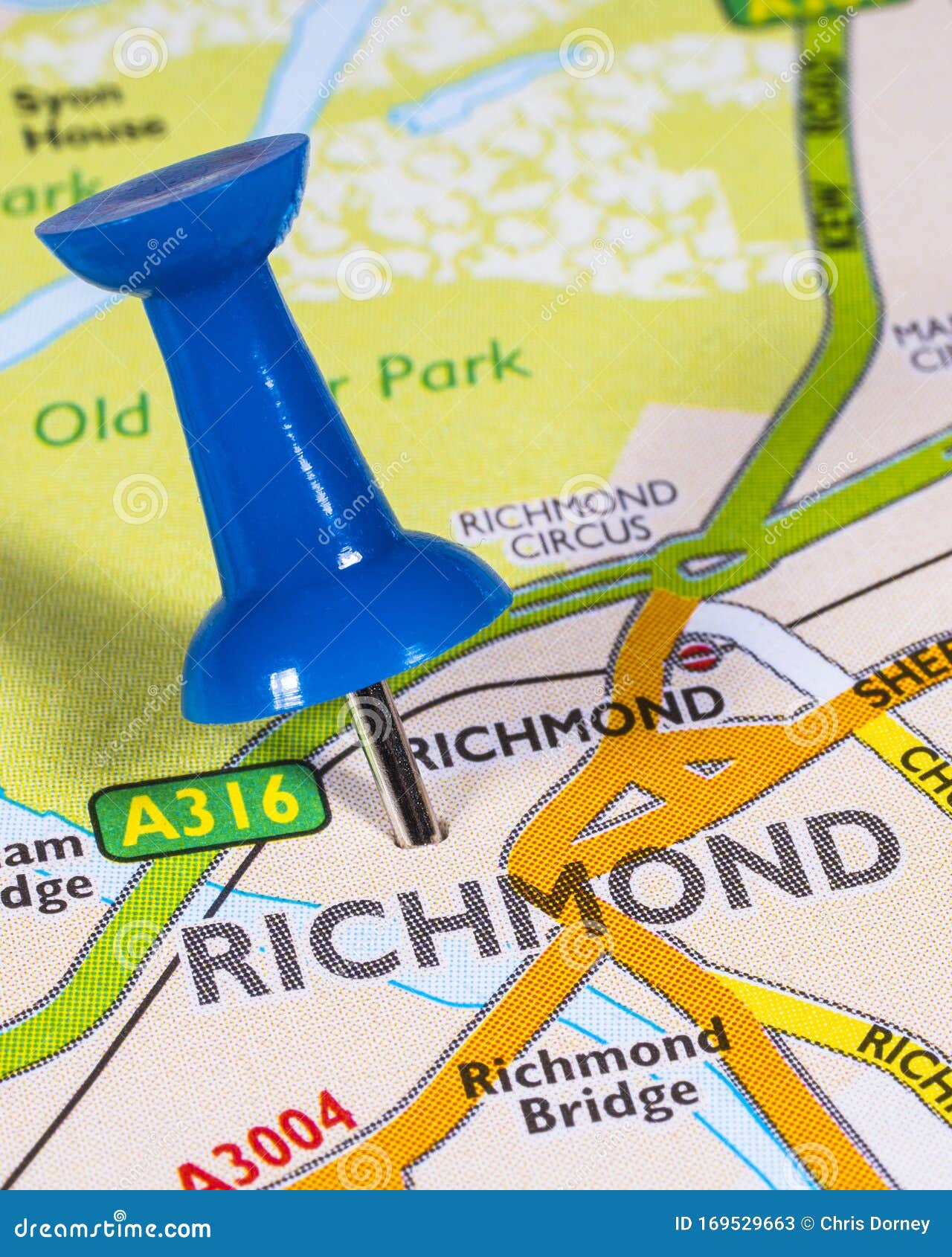 Richmond on a UK Map editorial stock photo. Image of guide - 169529663