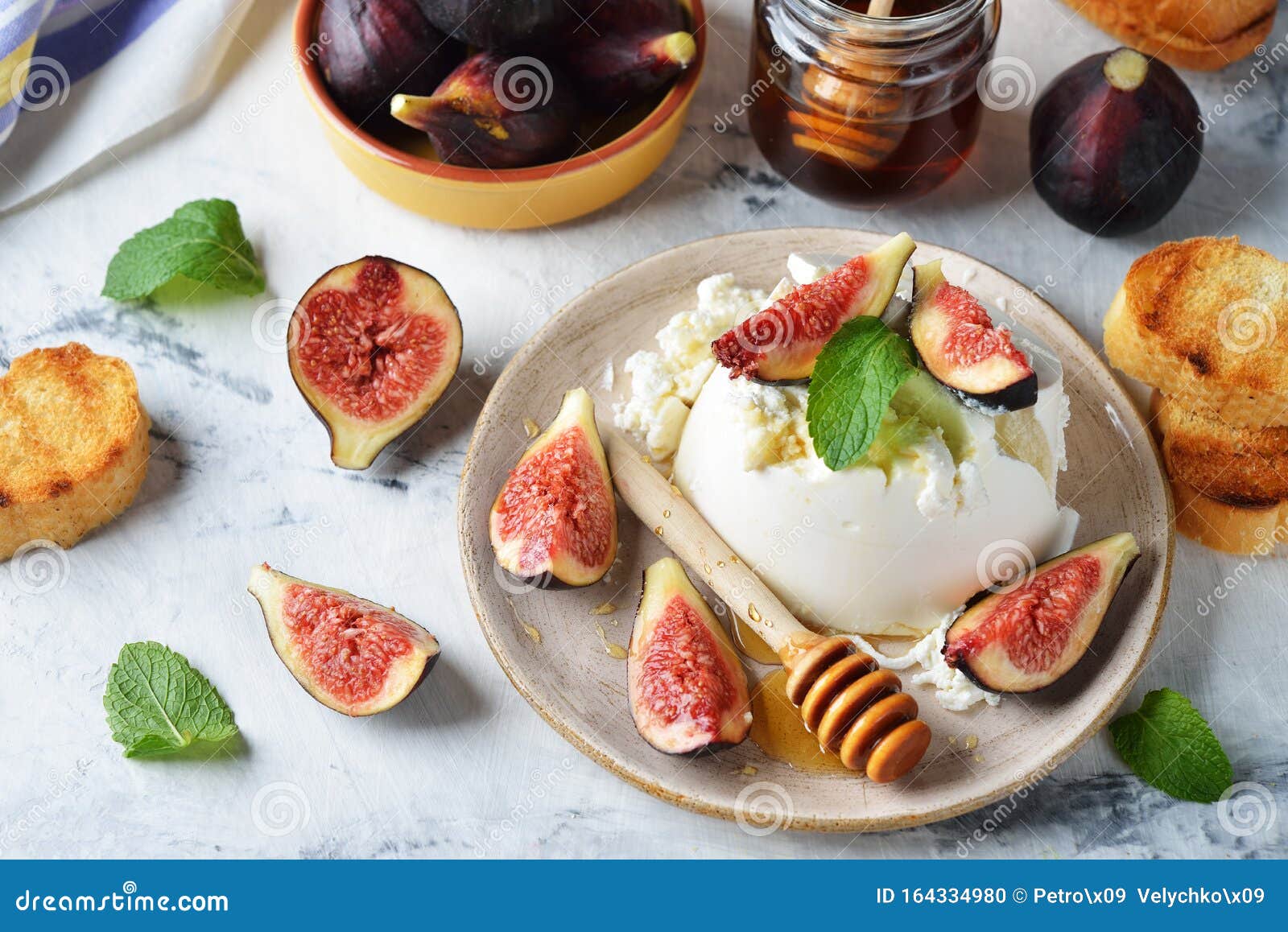Ricotta Cheese with Honey and Figs Stock Photo Image of dessert