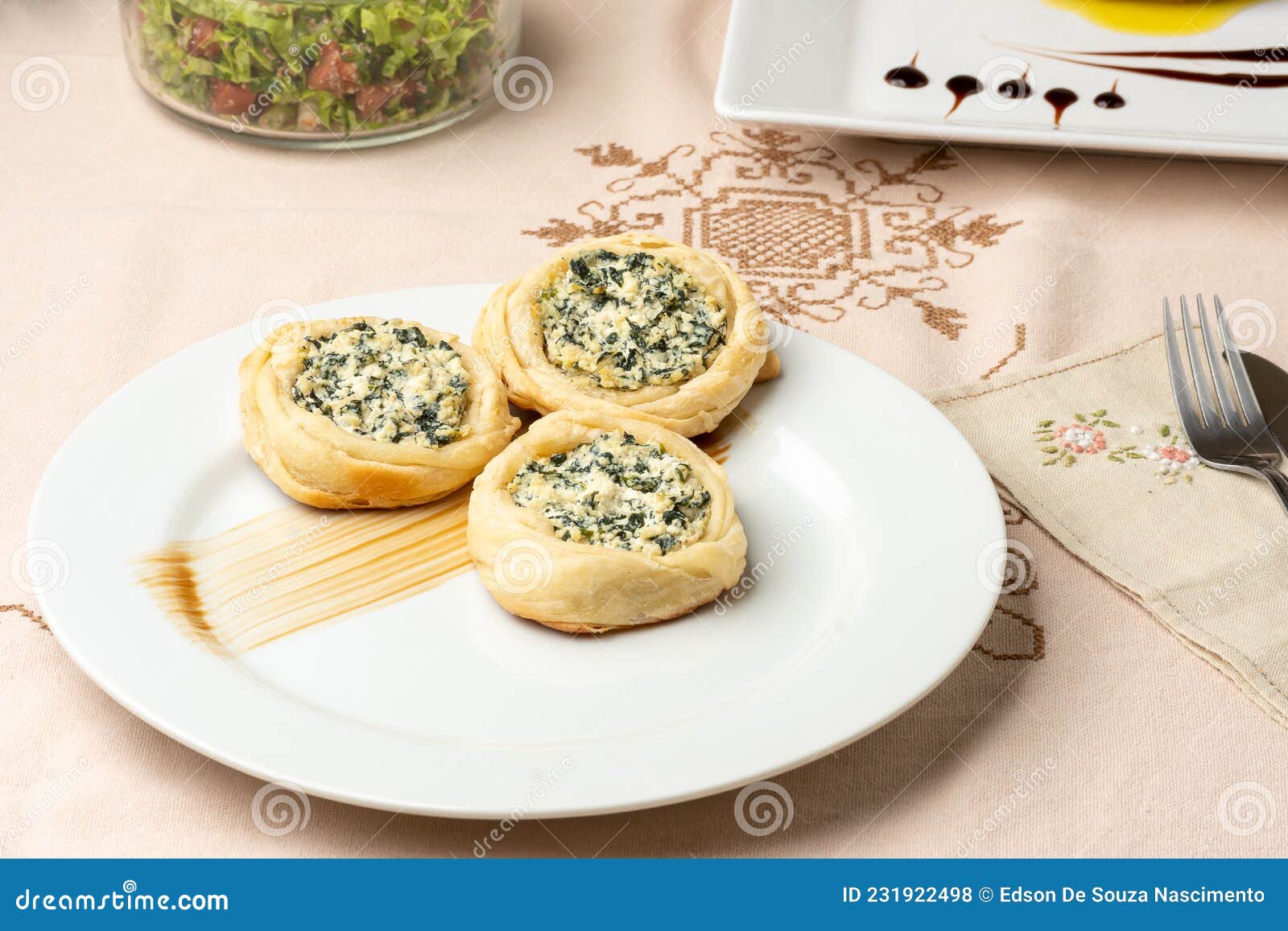 Ricotta Cheese Puff Pastry Sfiha with Spinach Stock Photo Image of