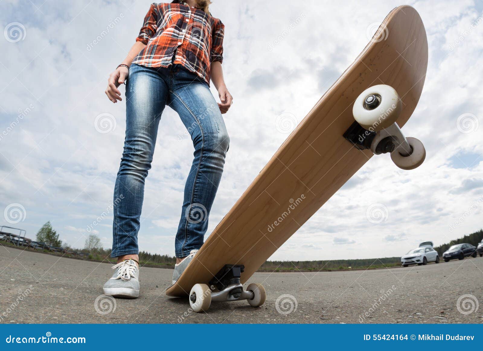 Rider with the skateboard stock photo. Image of female 55424164