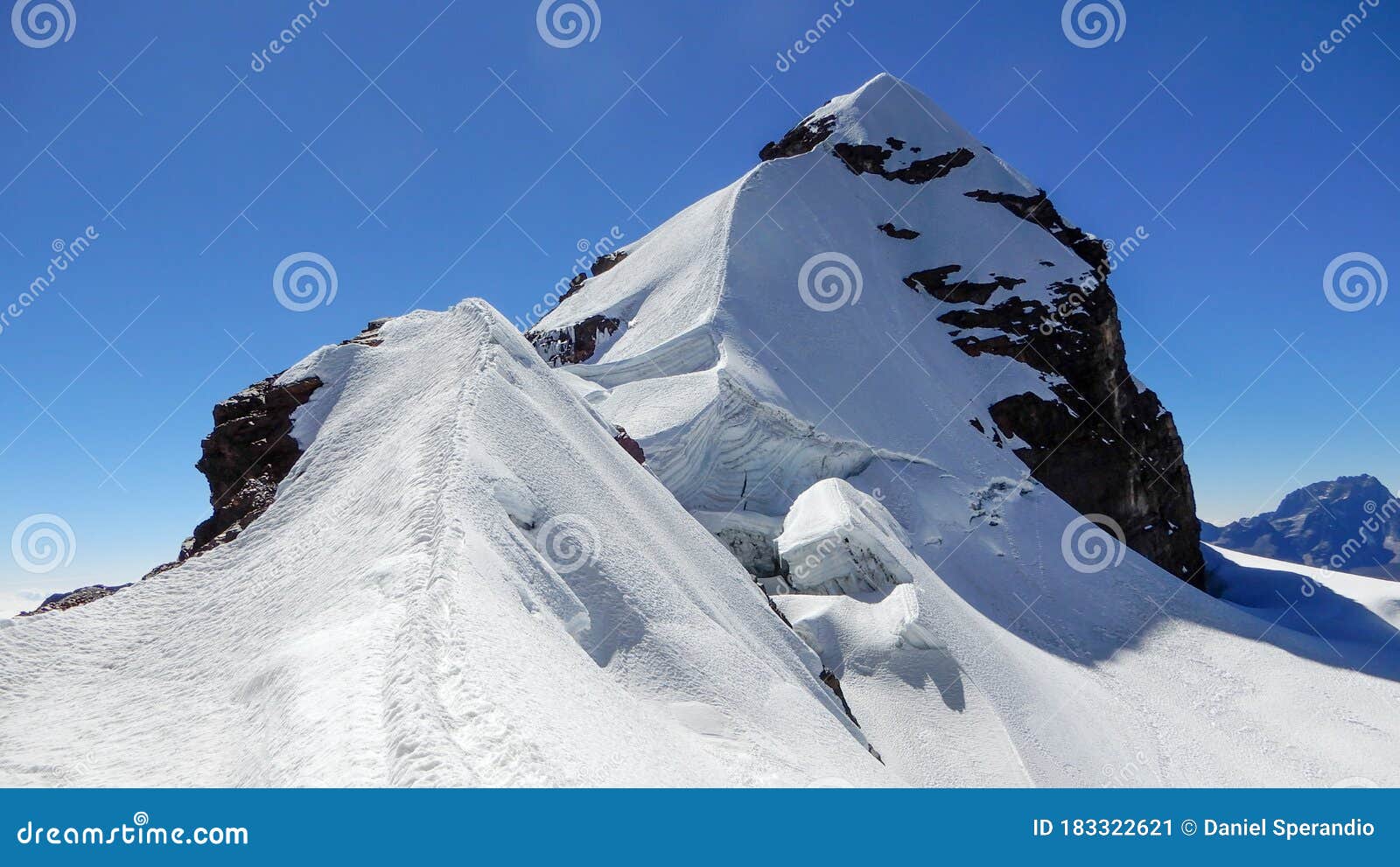 ridge of pequeno alpamayo in bolivia