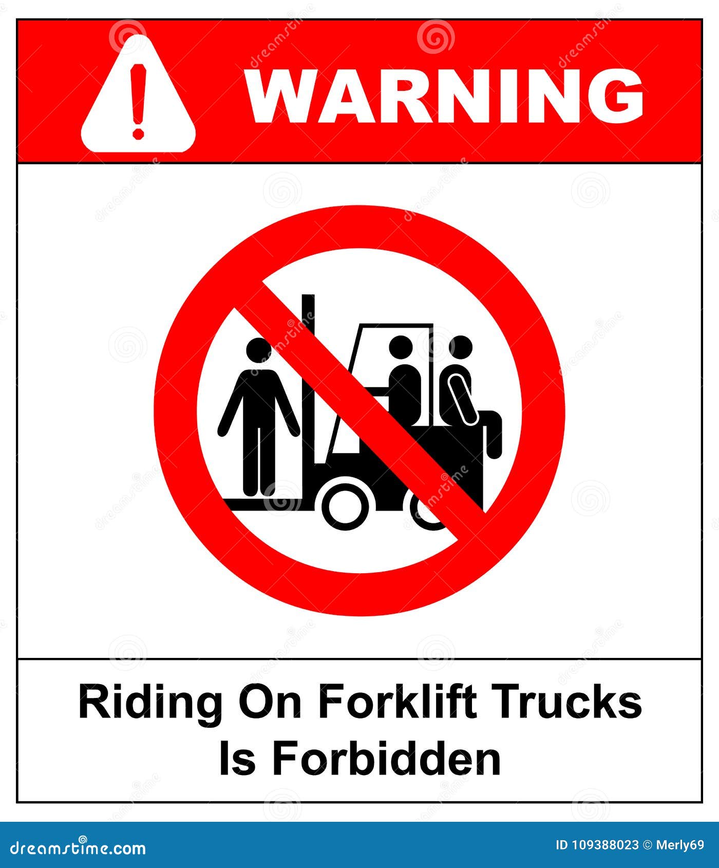 Riding On Forklift Trucks Is Forbidden Symbol Occupational Safety And Health Signs Do Not Ride On Forklift Vector Stock Vector Illustration Of Forbidden Caution 109388023