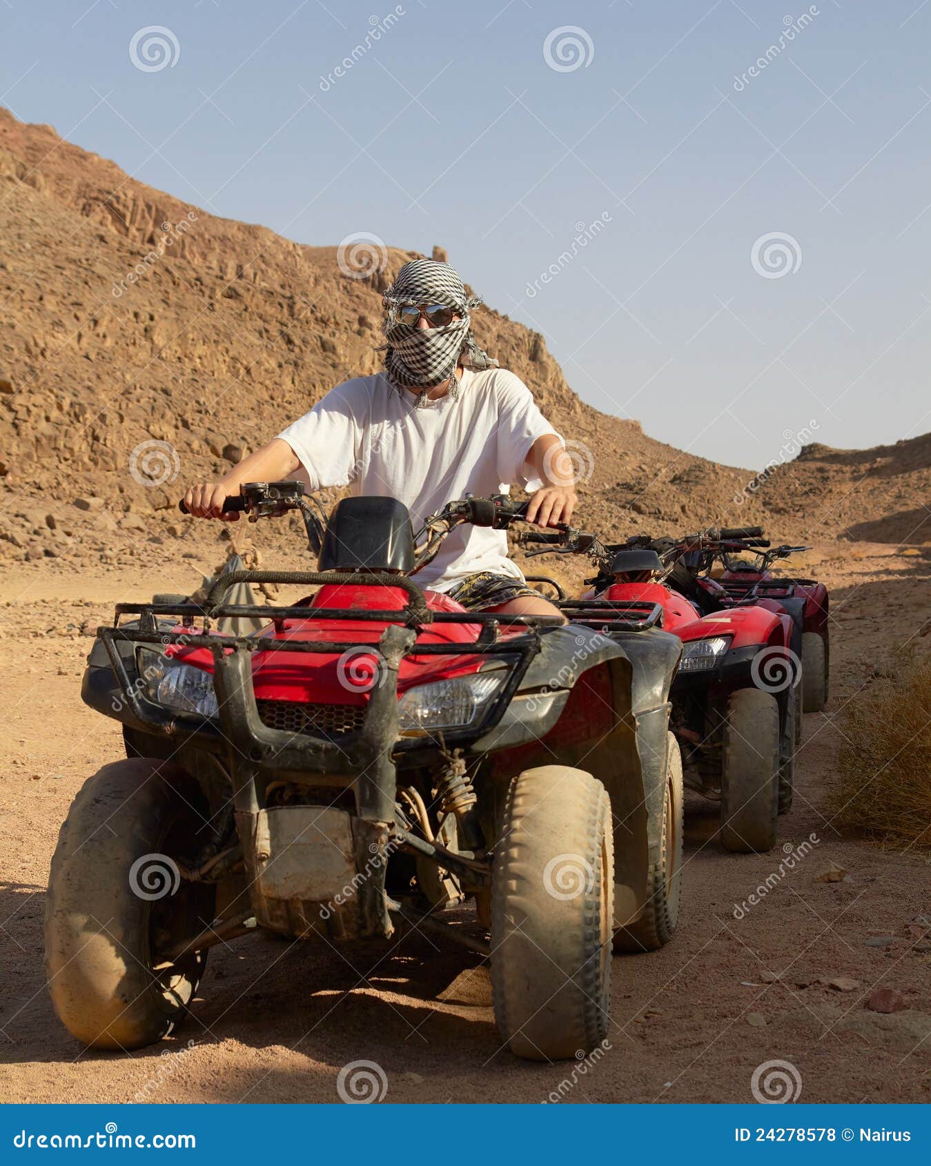 Riding Quad Bikes in Desert Stock Photo Image of vehicle, drive 24278578