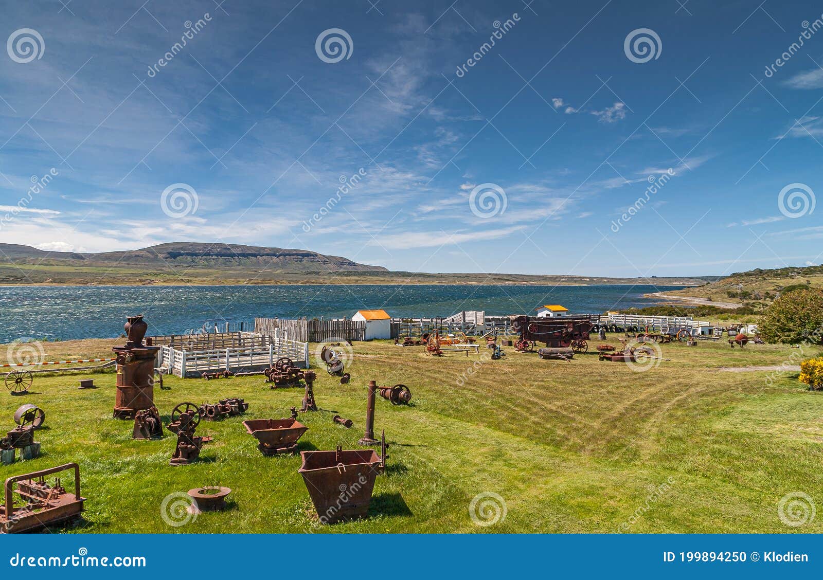 landscape with mountain at posada estancia rio verde, riesco island,, chile