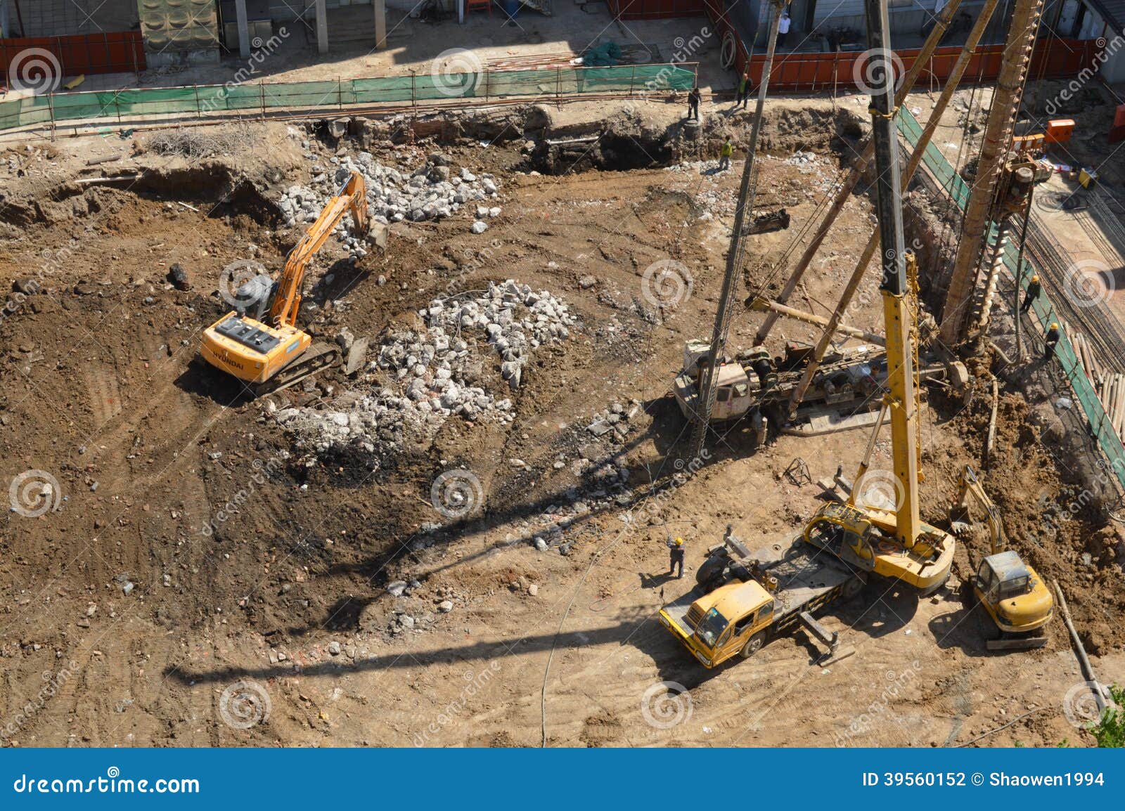 Rig Construction and Backhoe Digging Machine Editorial Photography