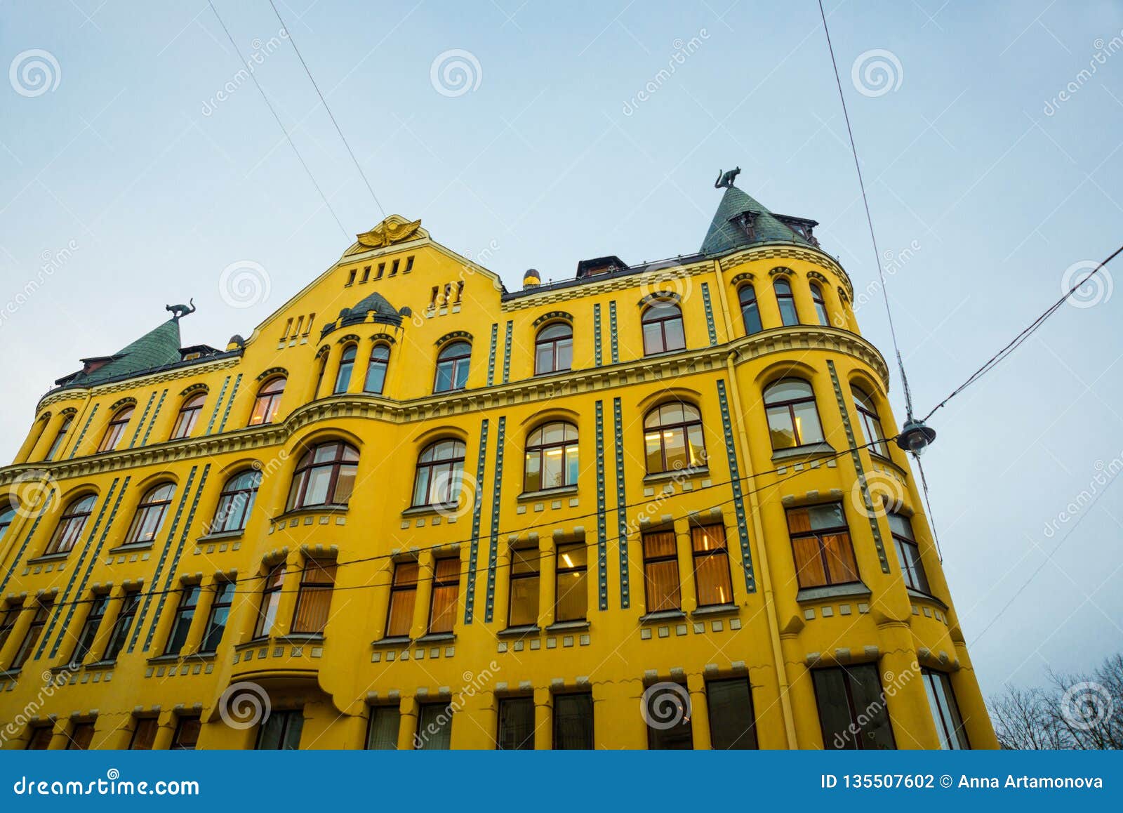 Riga Latvia The Cat House Is Styled As Medieval Architecture With Some Elements Of Art Nouveau And Located Across The House Of Stock Photo Image Of Guild Nouveau