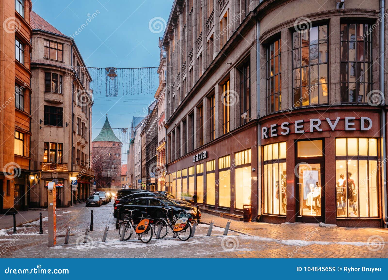 Riga, Latvia. Shop Reserved On Valnu Street In Winter ...