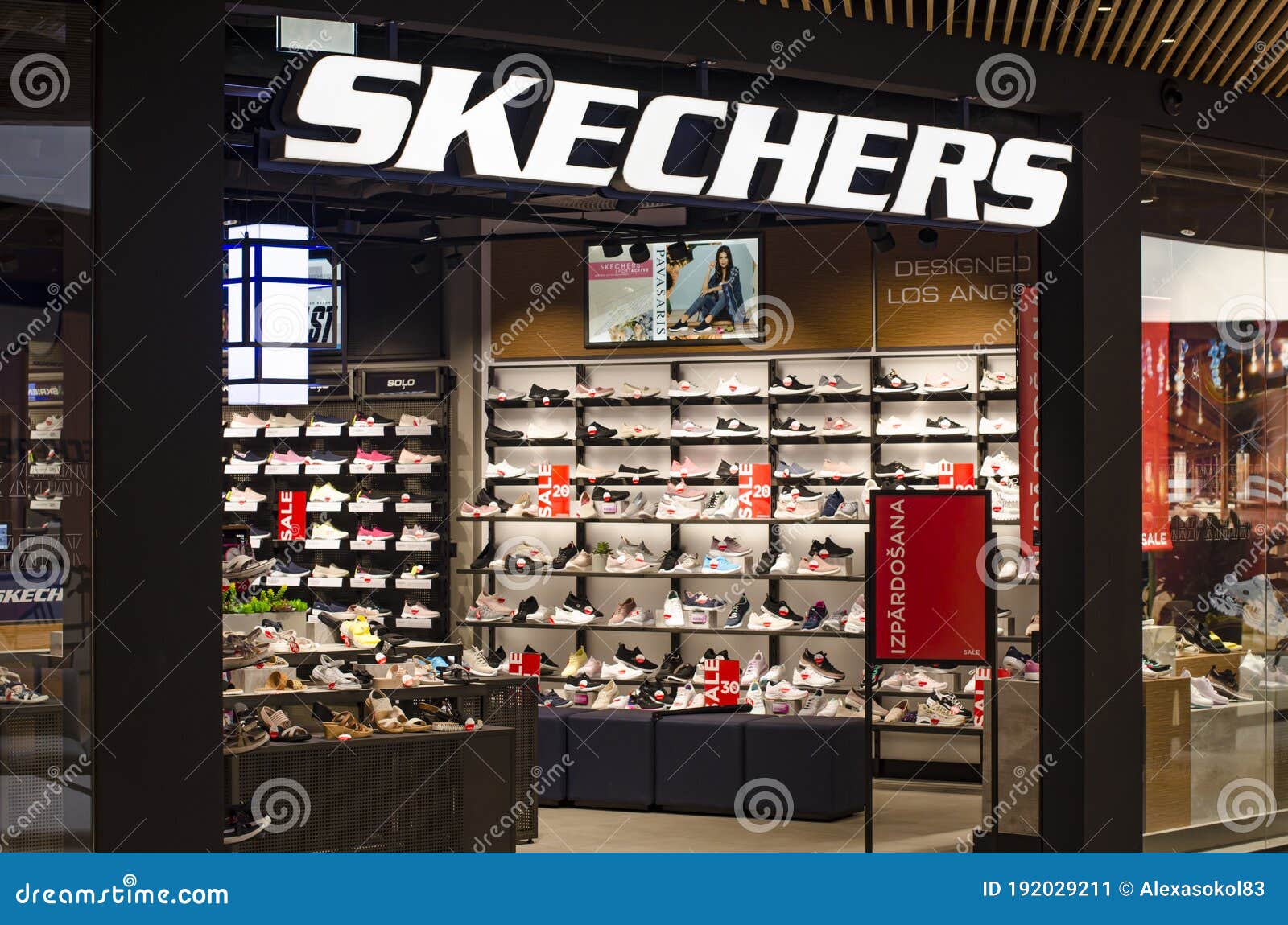 Riga, Latvia - July 17, 2020: Skechers Company Logo on Store. Skechers USA, Inc Editorial Photo - Image foot,