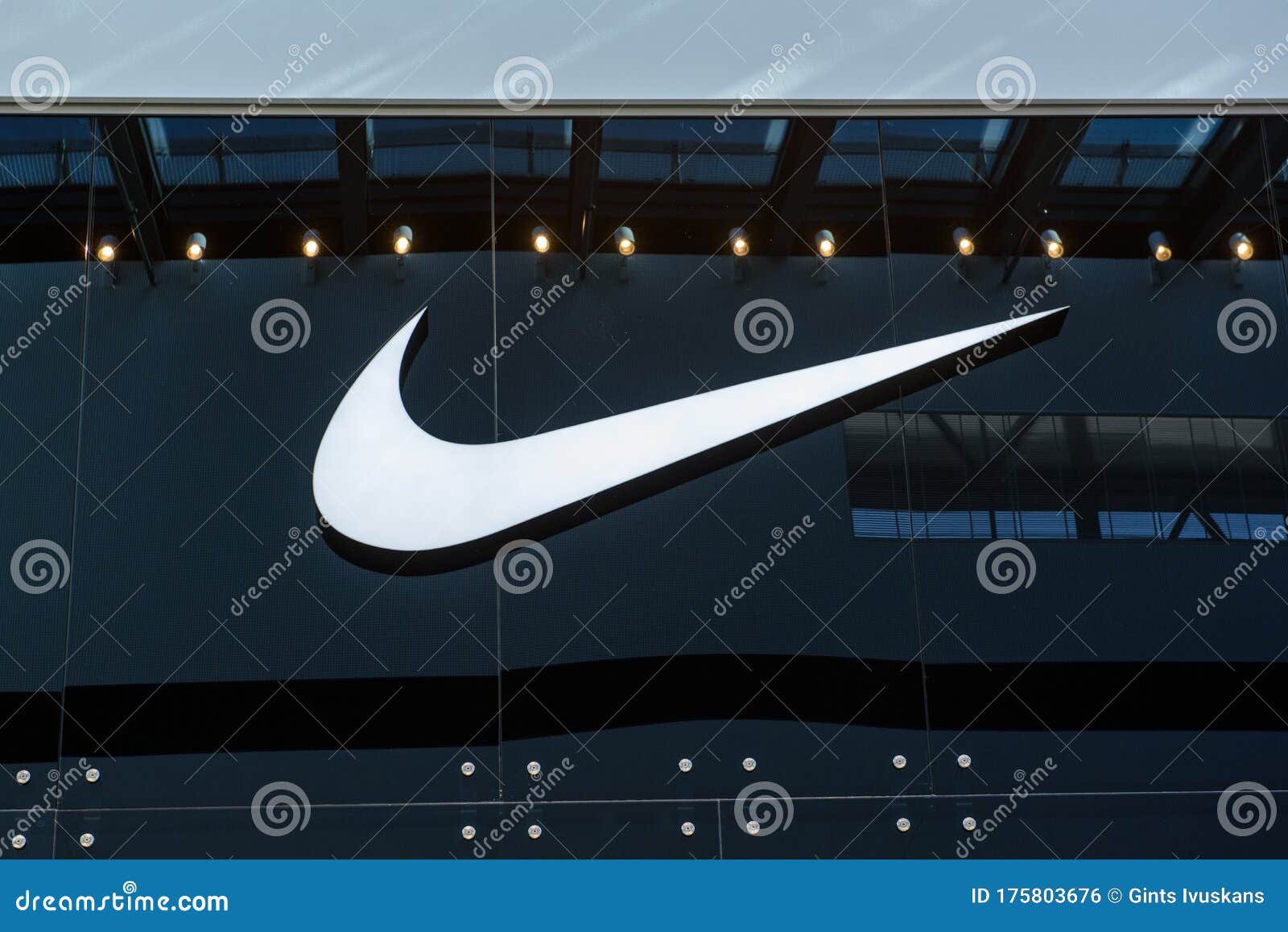 Logo of NIKE company editorial photo. Image of riga - 175803676