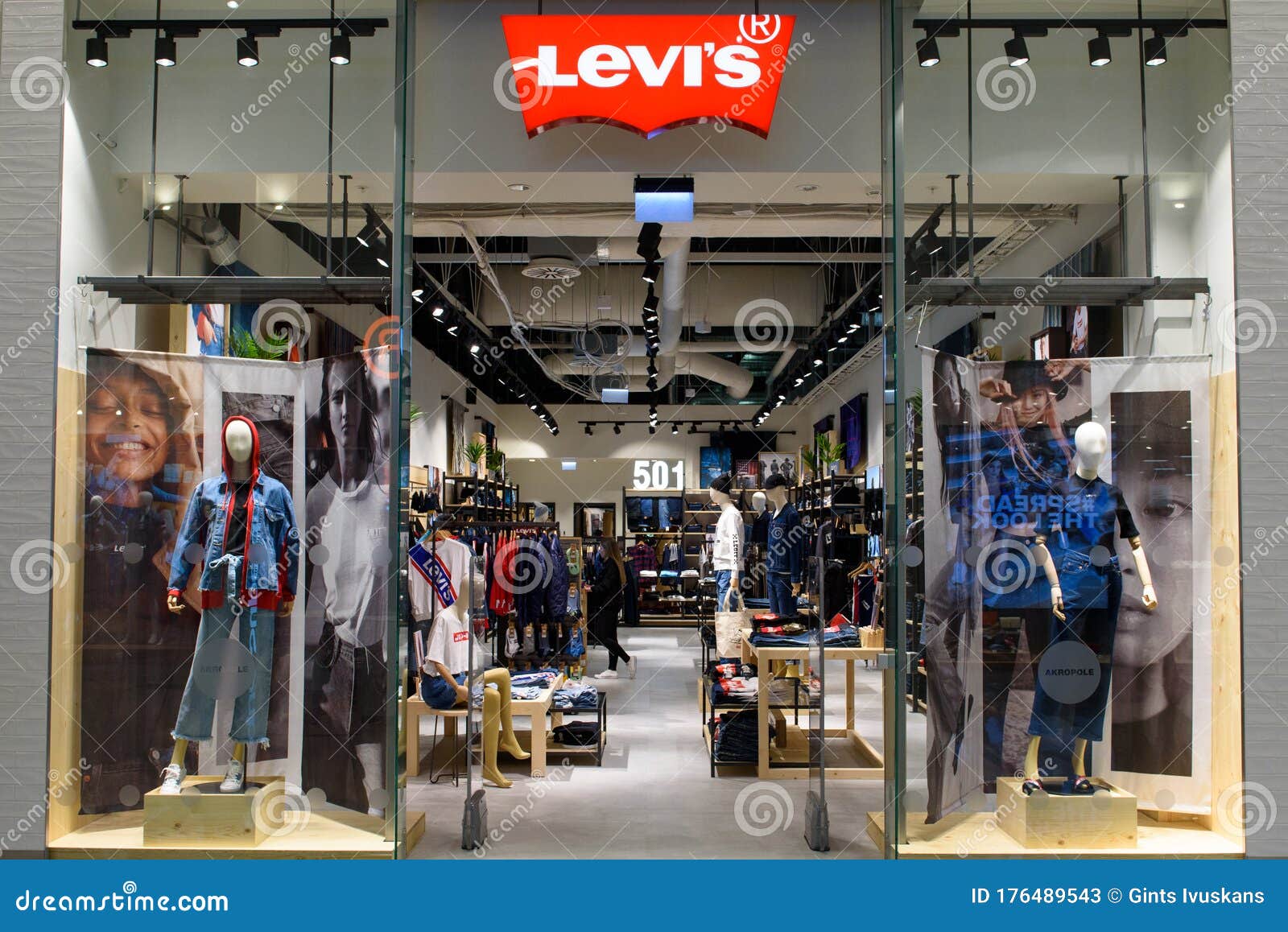 Levi`s brand logo on store editorial stock photo. Image of levi - 176489543
