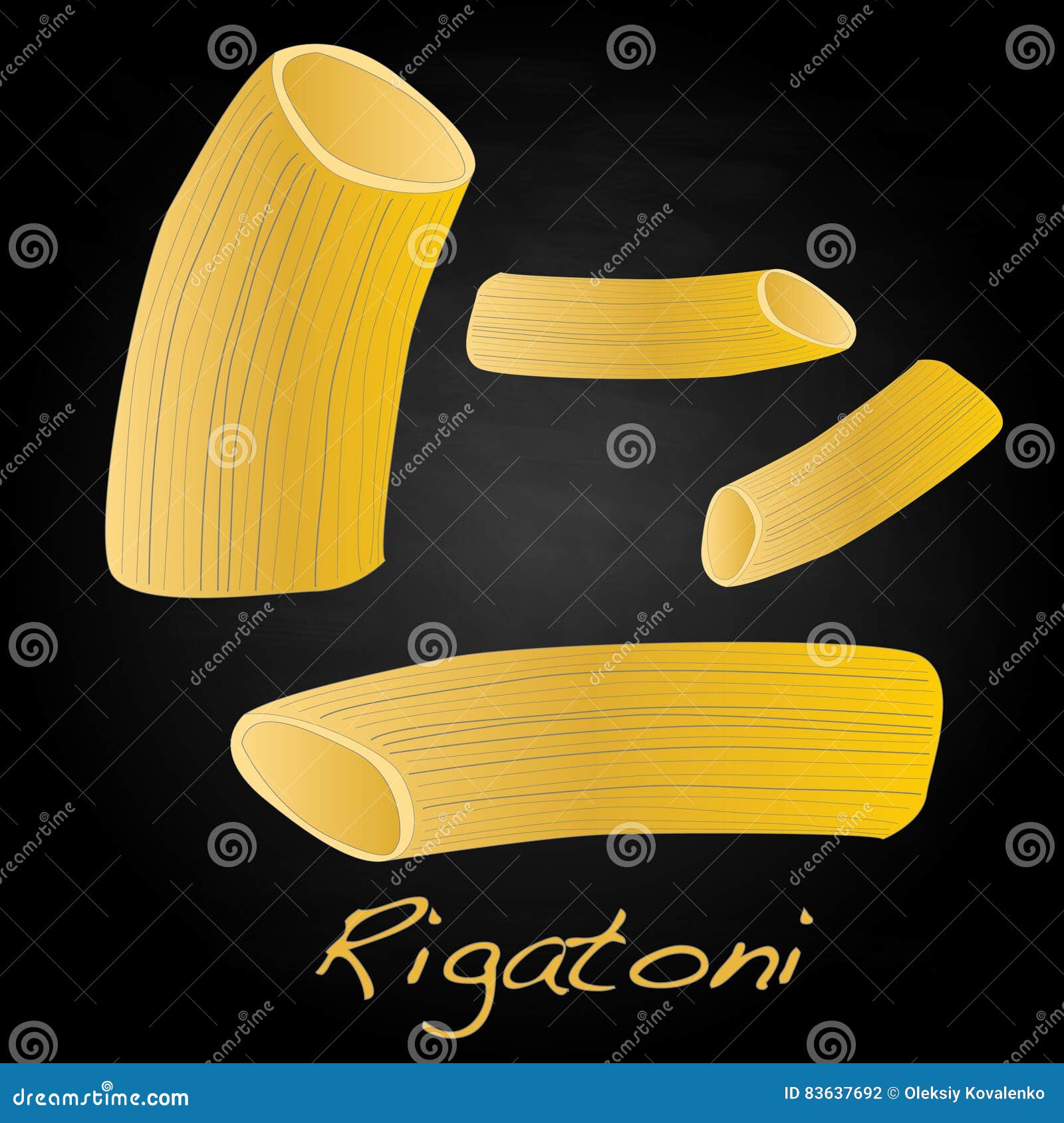 Rigatoni italian pasta stock vector. Illustration of noodles 83637692
