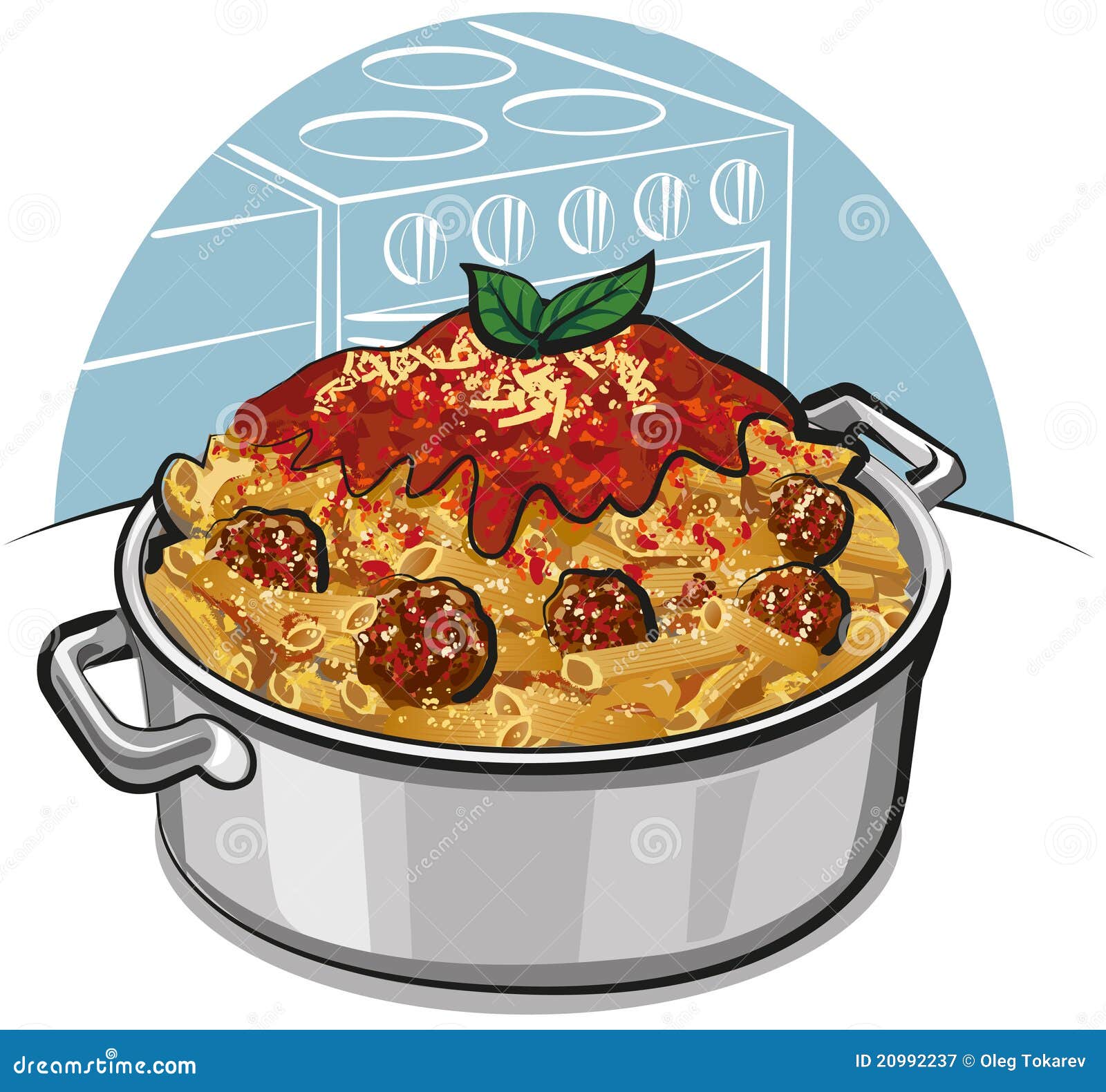 Rigatoni Pasta with Meatballs Stock Illustration Illustration of dish