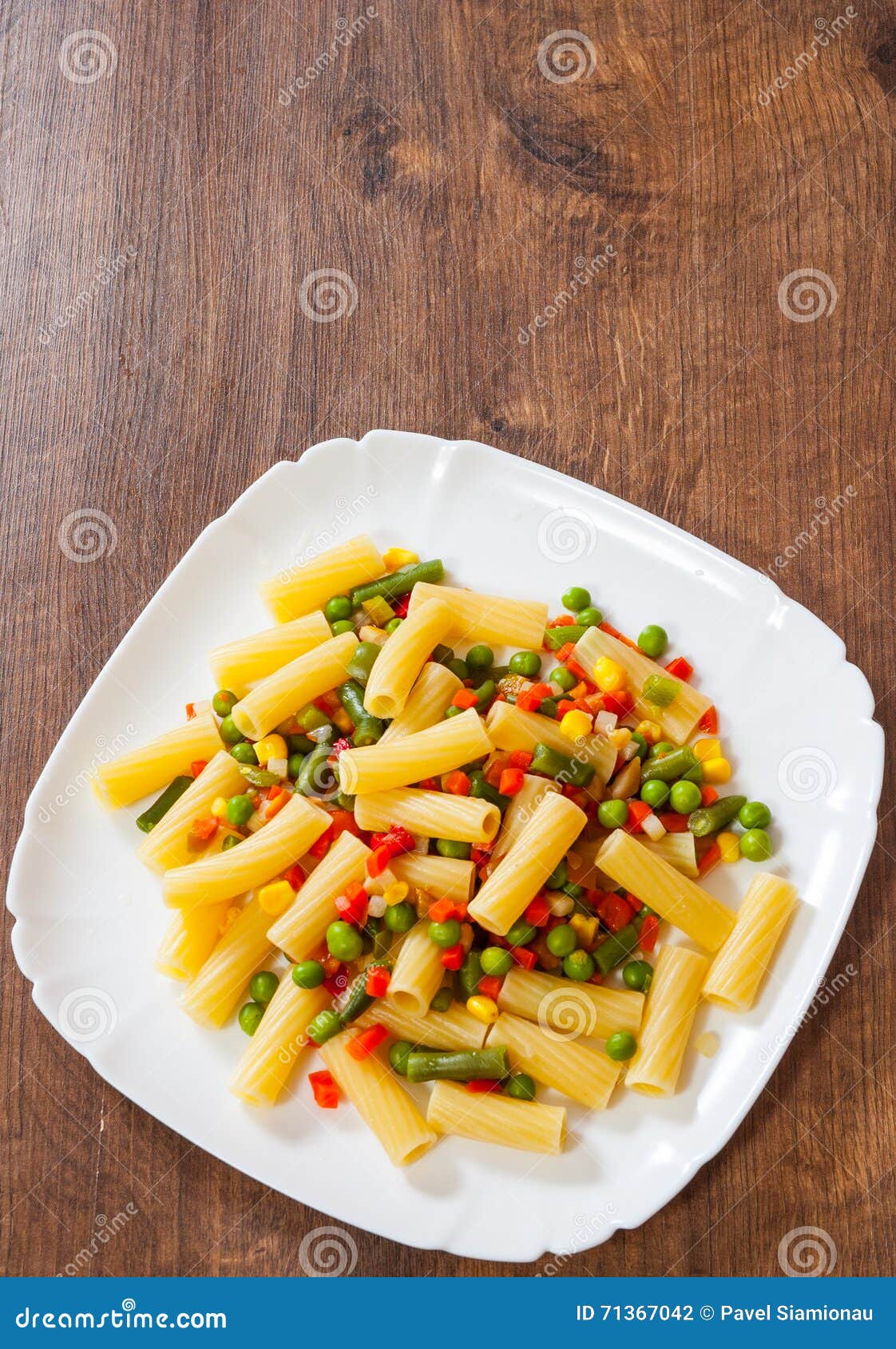 Rigatoni Pasta with Mixed Vegetables Stock Photo Image of background