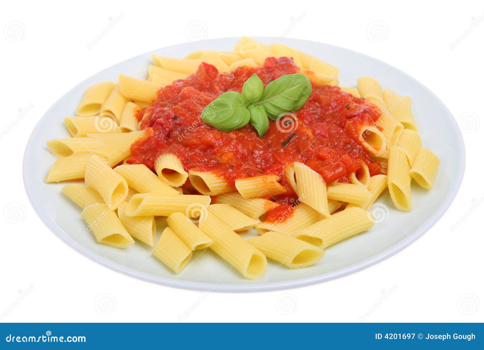 Rigatoni Pasta and Tomato Sauce Stock Image Image of garnish, white 4201697