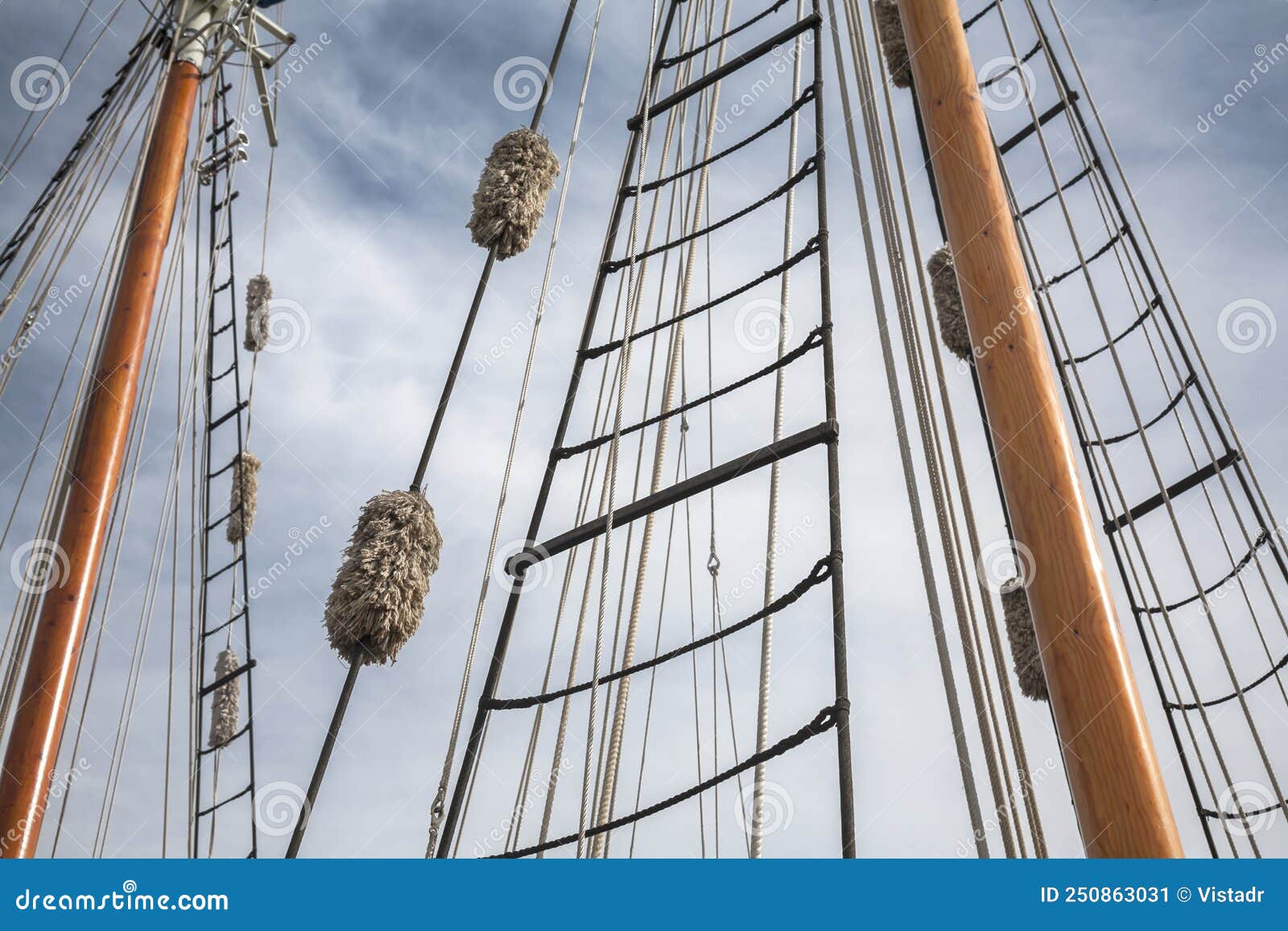 Rigging of the Antique Sail Boat Stock Image Image of transport