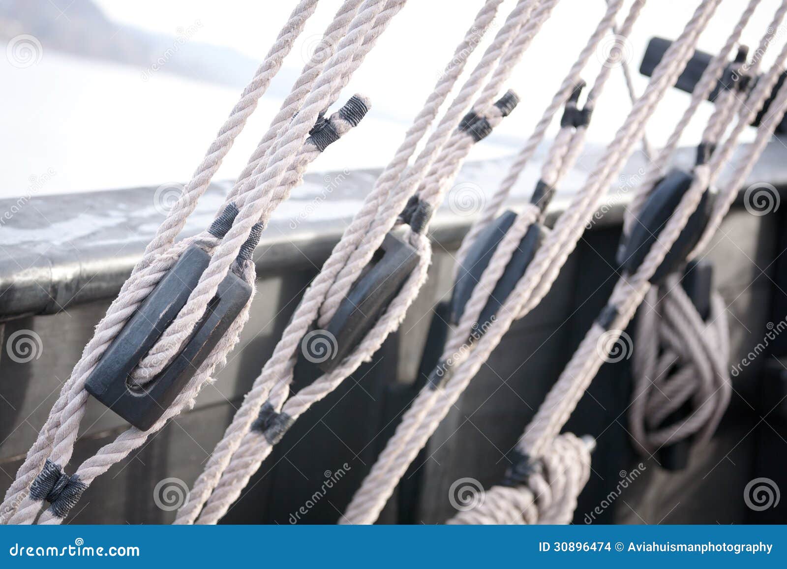 Rigging On An Old Sail Boat Stock Images - Image: 30896474