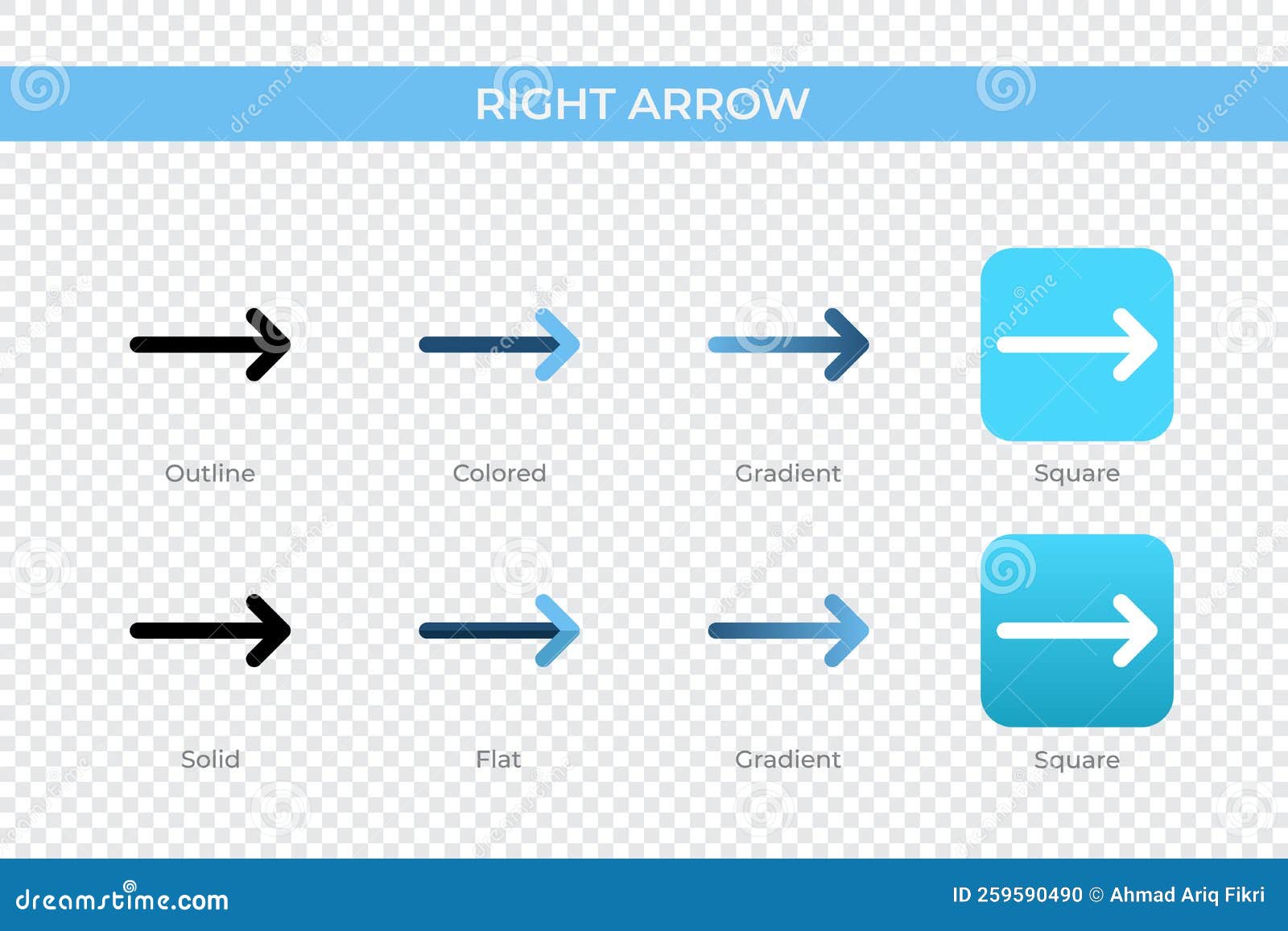 right arrow icon in different style. right arrow  icons ed in outline, solid, colored, gradient, and flat style.