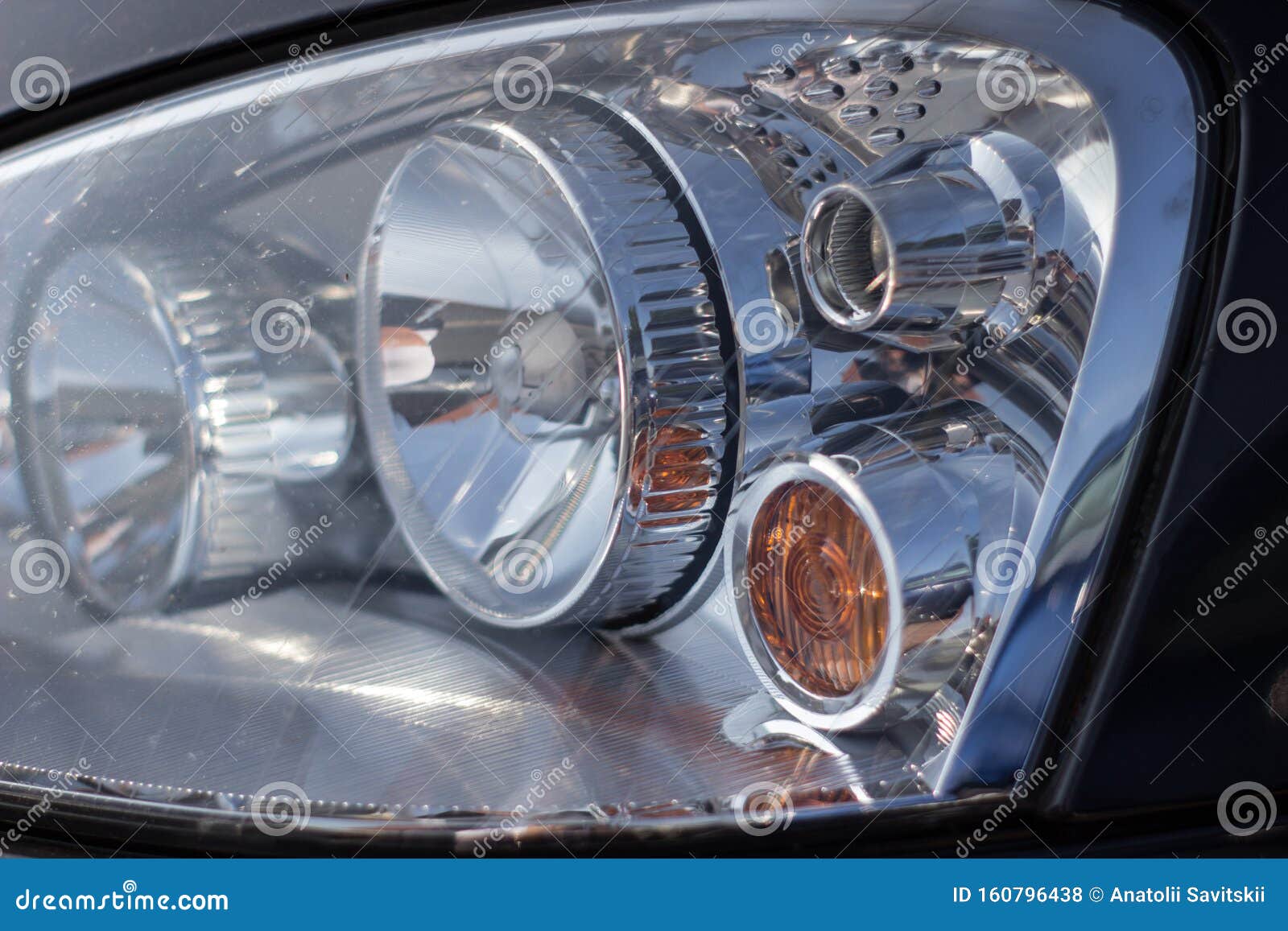 Right Front Headlight of the Car. Headlights Stock Photo Image of motorcar, glass 160796438