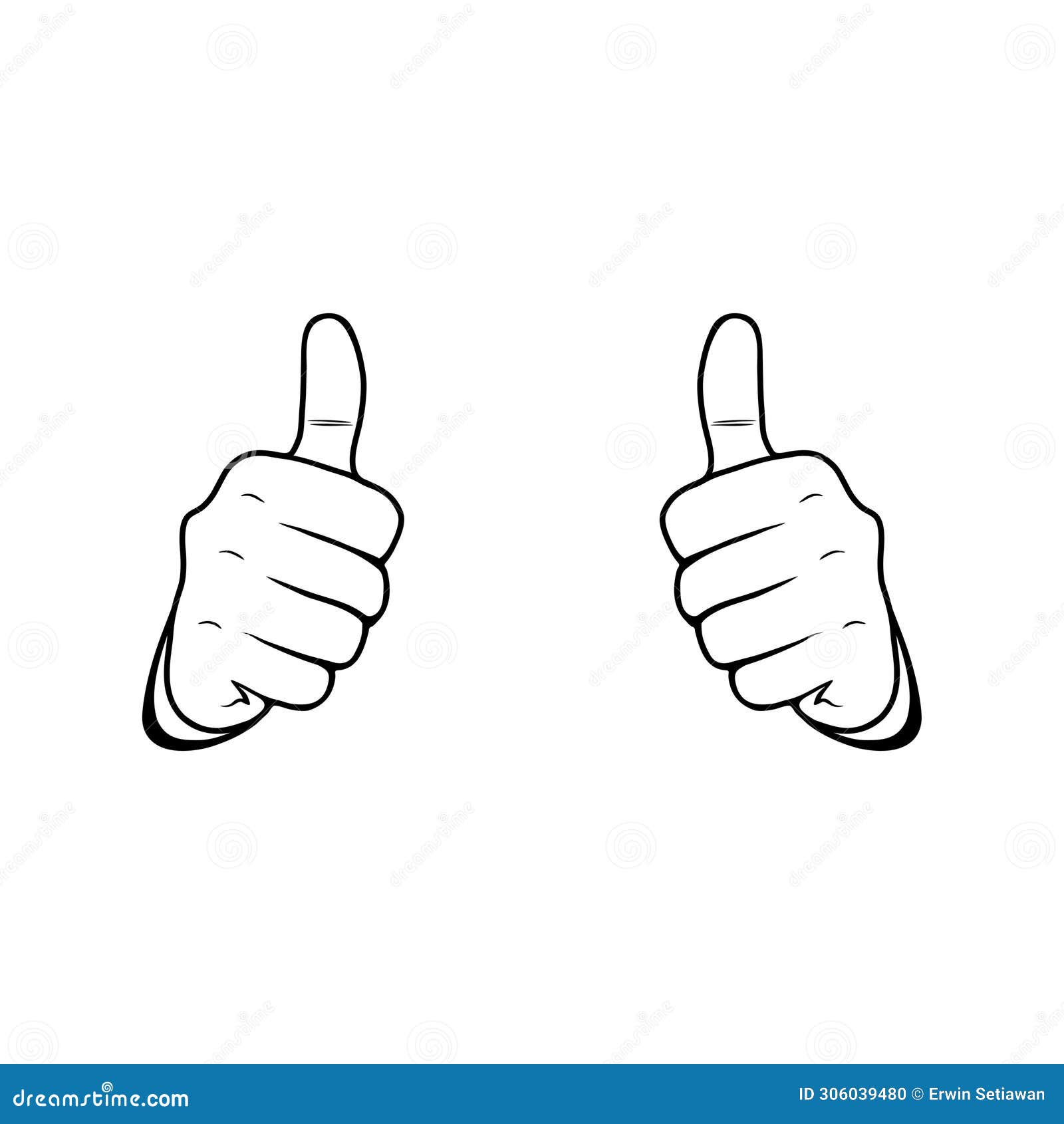 Right And Left Hand Thumbs Up Gesture Black And White Line Art Vector