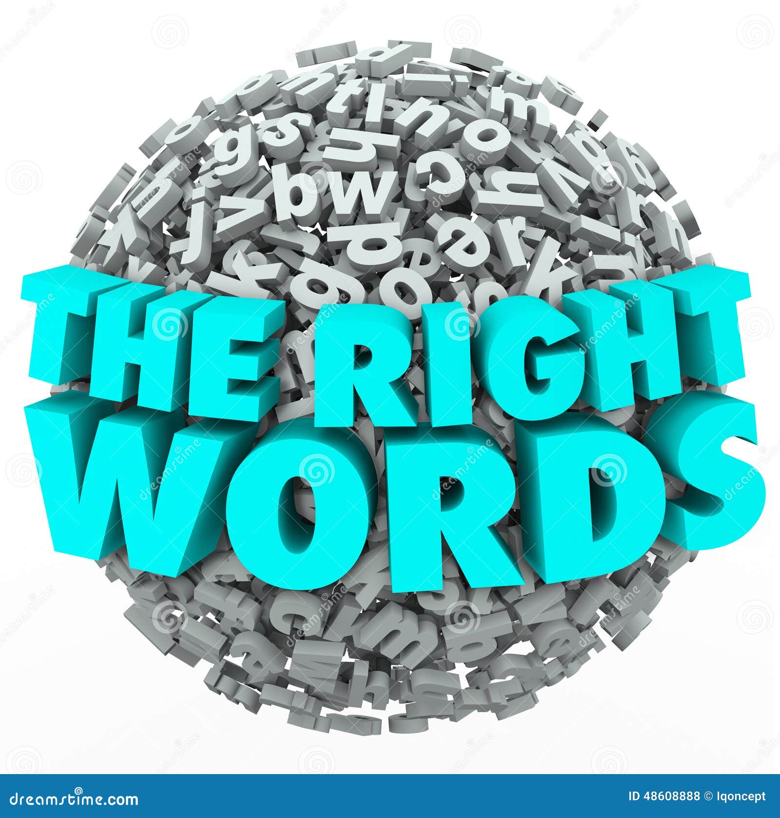 Right Words Letter Sphere Ball Finding Best Message Communicatio Stock ...