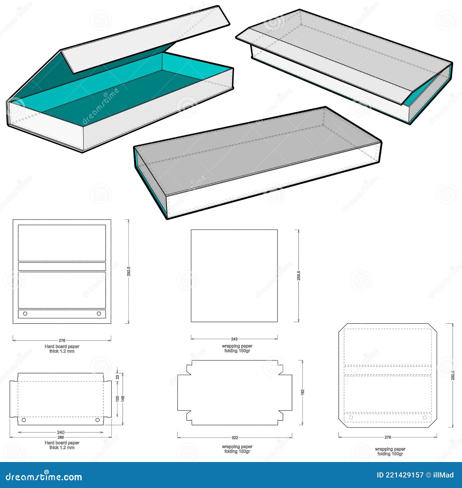 Rigid Box Template stock vector. Illustration of design 221429157