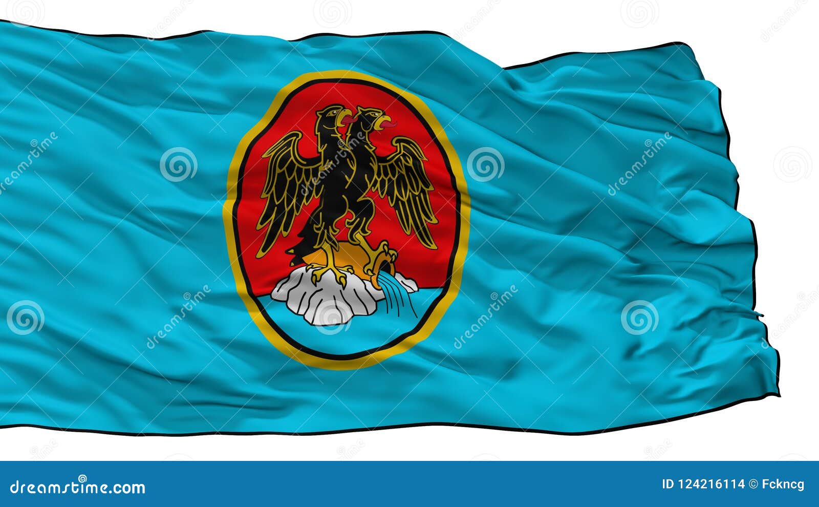 Waving Flag With HNK Rijeka Football Club Logo. Editorial 3D