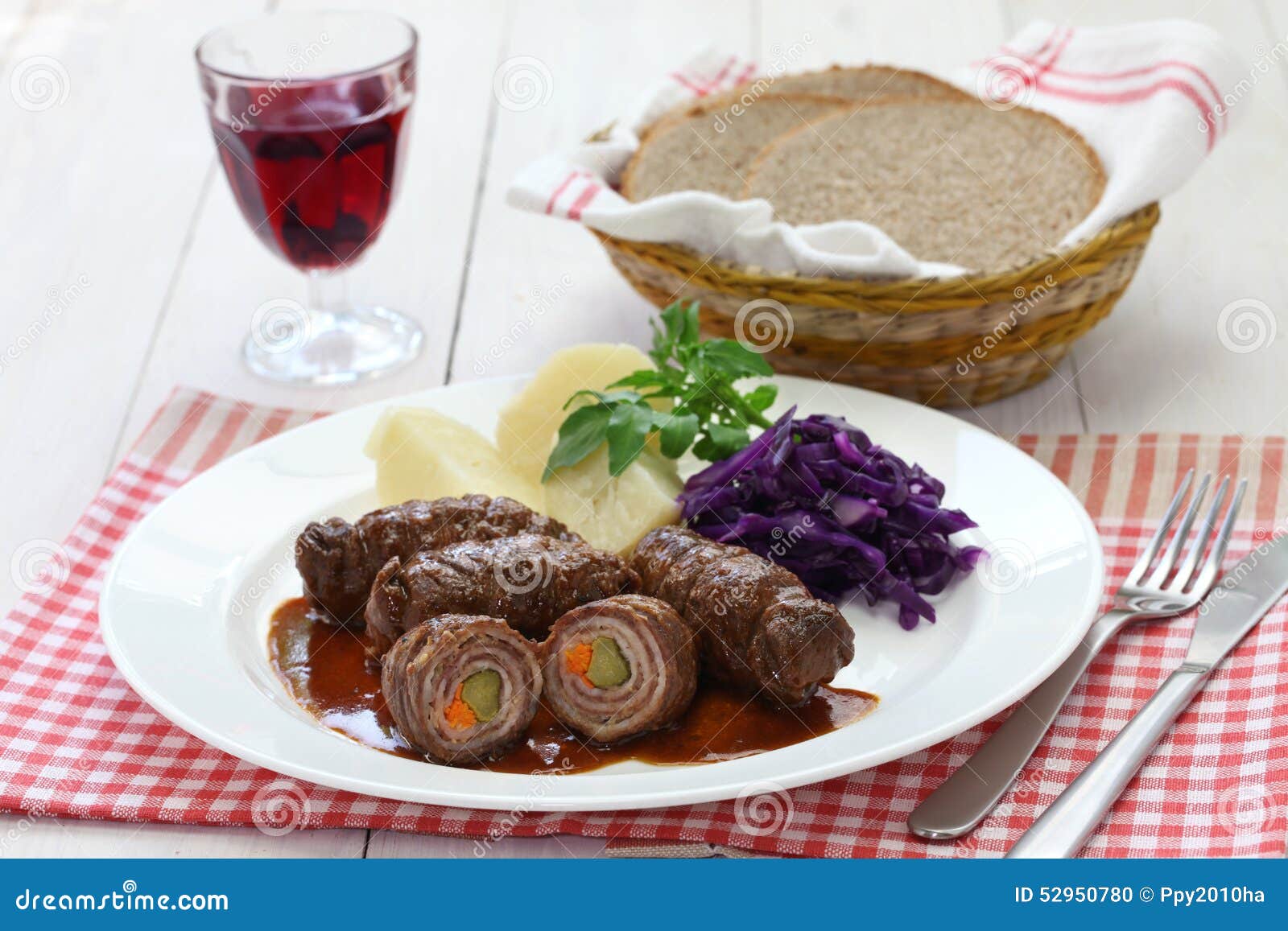 Rinderrouladen, German Beef Roll Stock Photo Image of close, olive