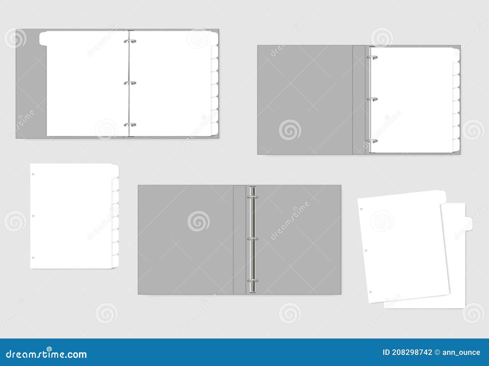 3 Ring Binder and Hole Punched White Paper Sheets with Tab Dividers