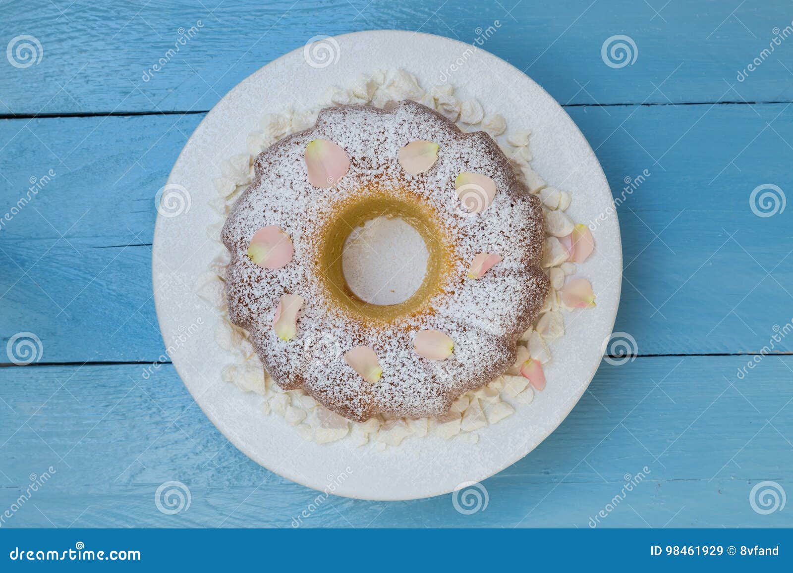 Ring Cake with Icing Sugar and Flower Stock Image Image of sweet