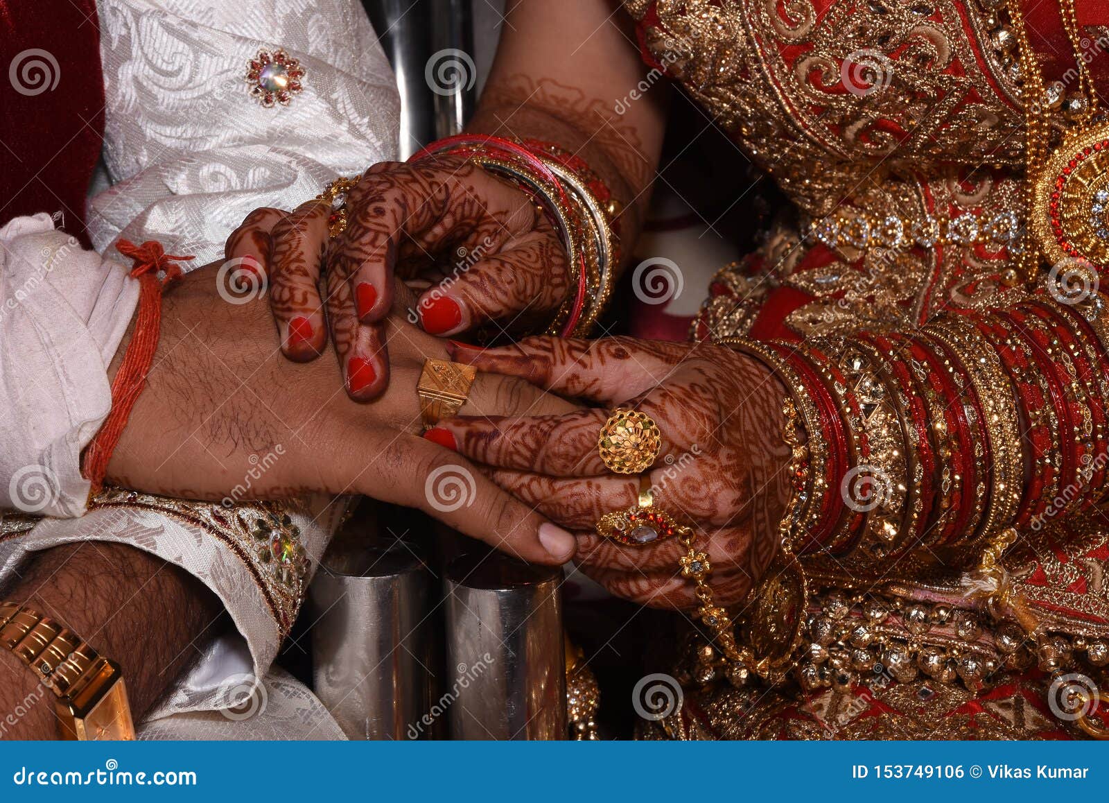 Indian Couple during Ring Ceremony in Traditional Dree Stock Photo - Image  of cultural, bracelet: 176866276