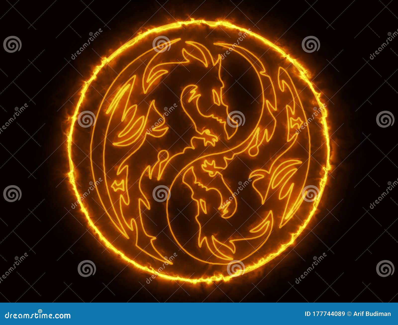 Ring of Fire with Dark Background and Dragon Image Stock Image - Image of  holiday, backgound: 177744089