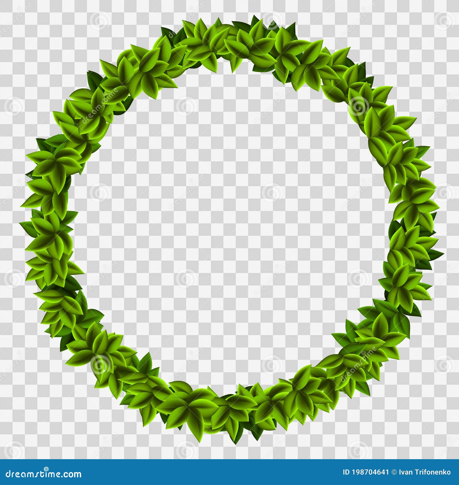 Ring Garland of Green Leaves. Vector Template Stock Vector