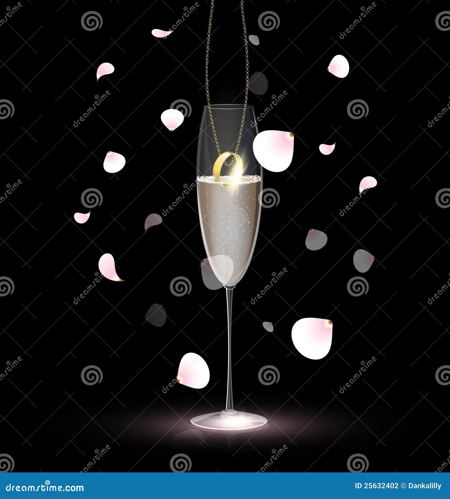 Ring in the Glass of Champagne Stock Vector Illustration of gold