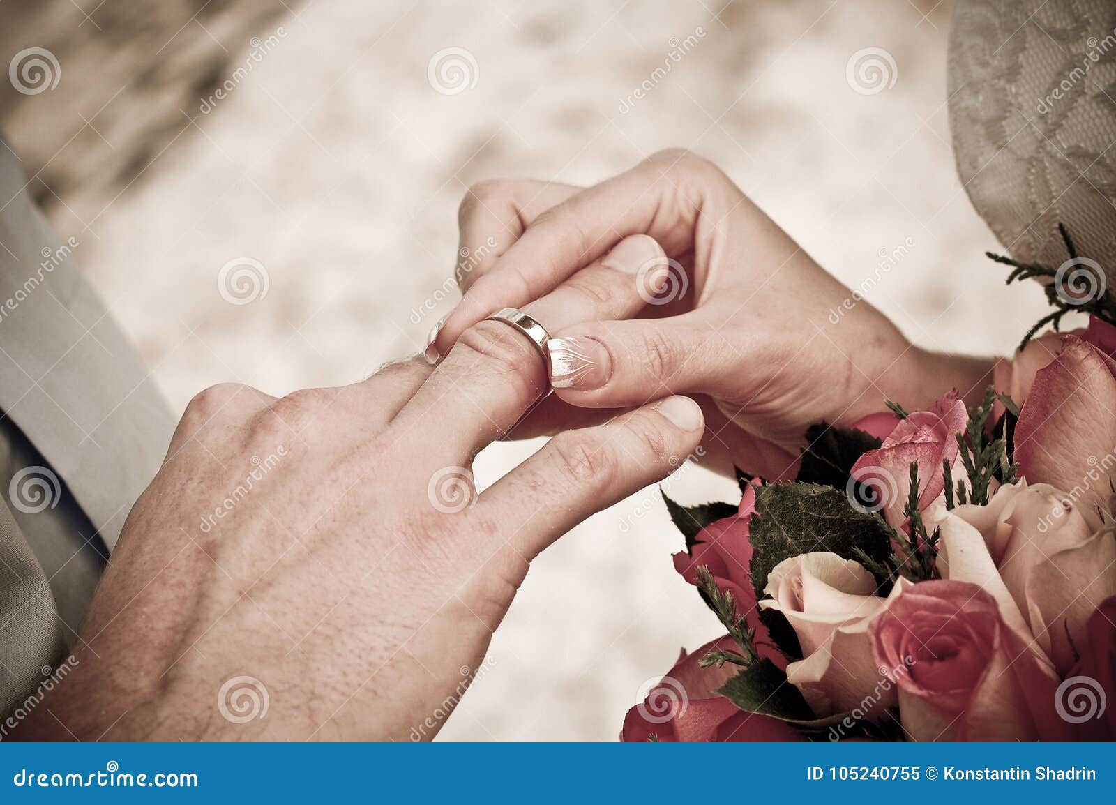 Ring on groom`s finger stock image. Image of fashion 105240755