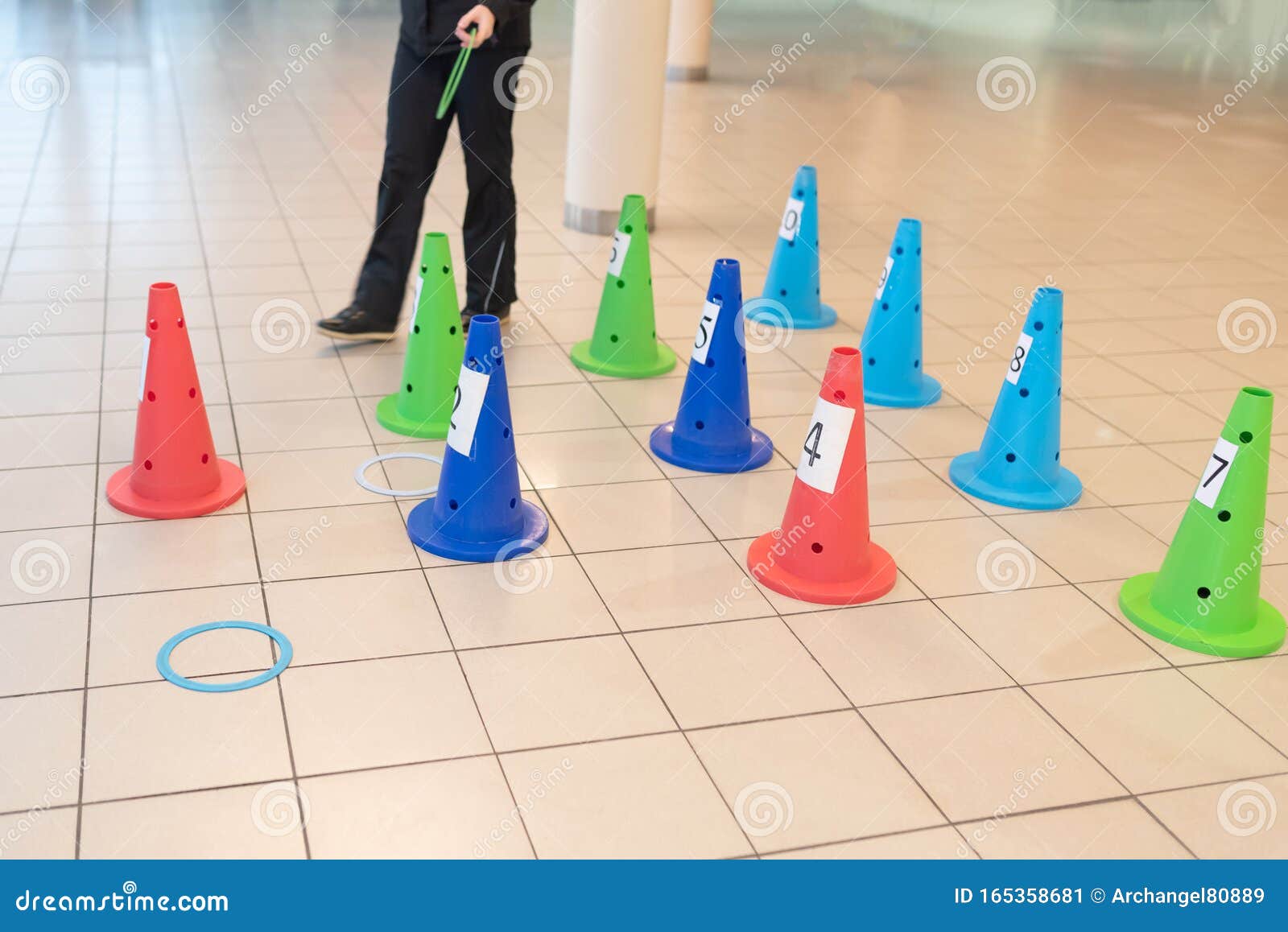 Ring Toss, Cones for Play and Competition. Different Colors Stock Image Image of recreation