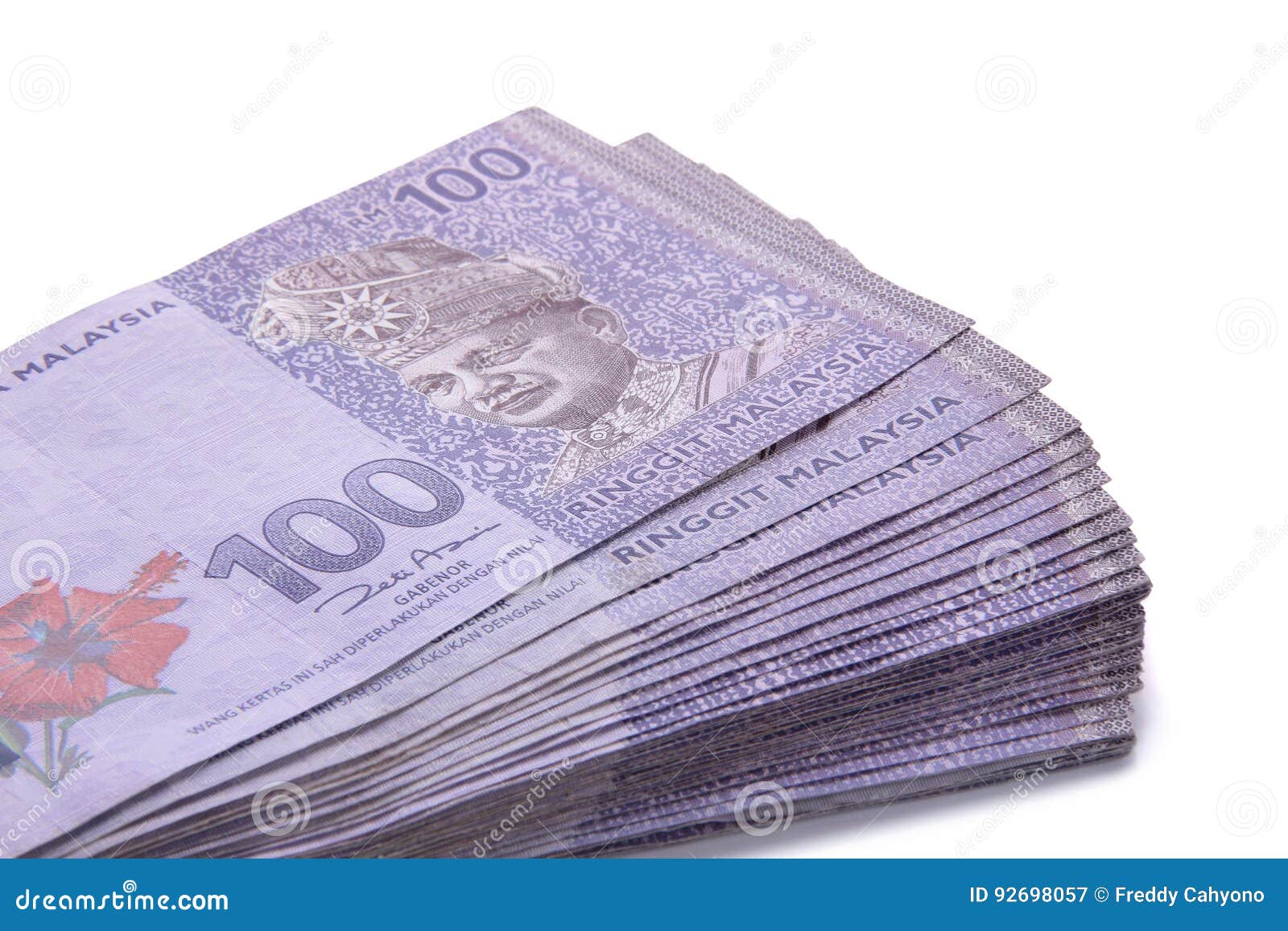 ringgit money of hundred stacked