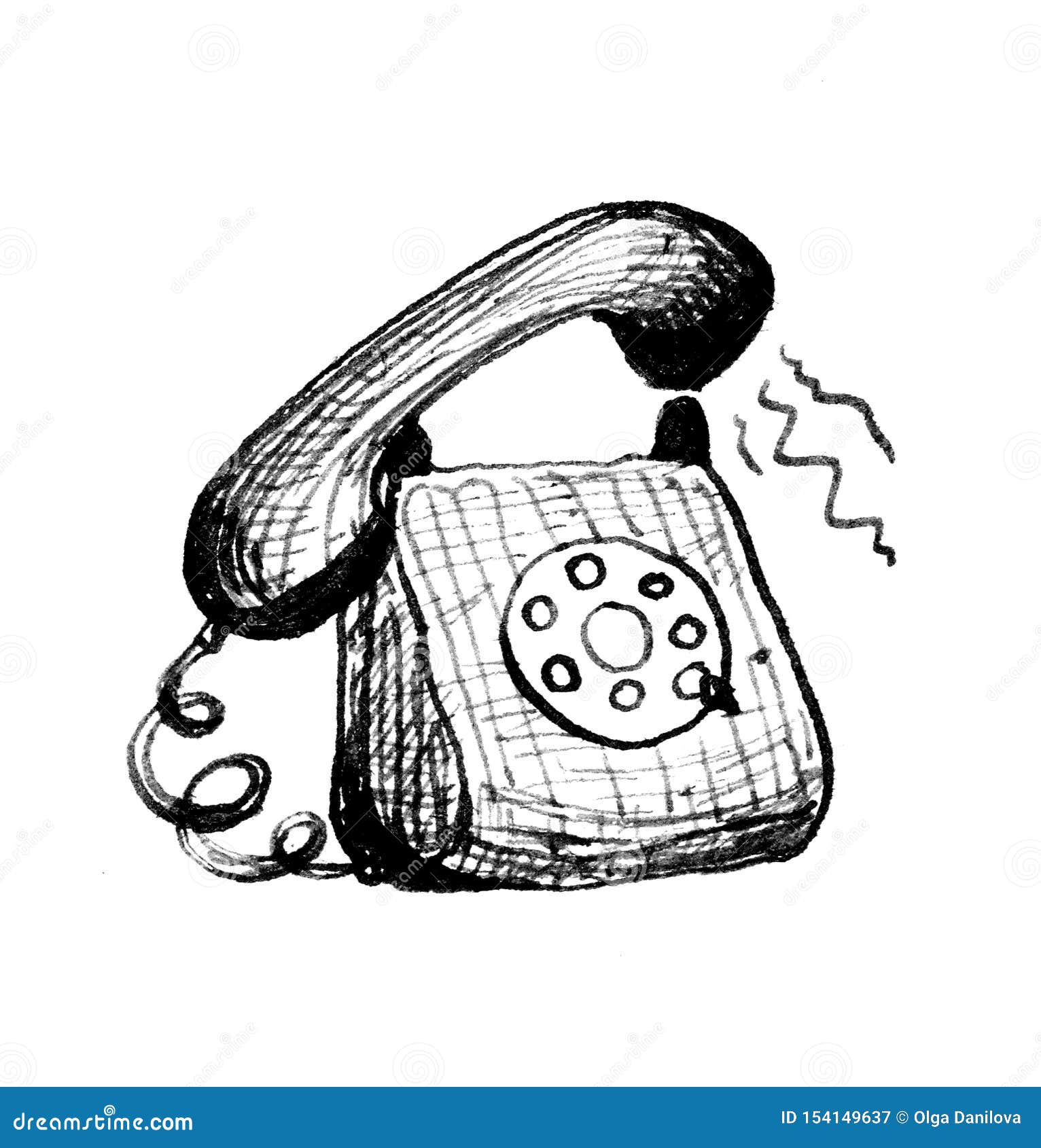 Ringing Old Fashioned Telephone. Stock Illustration