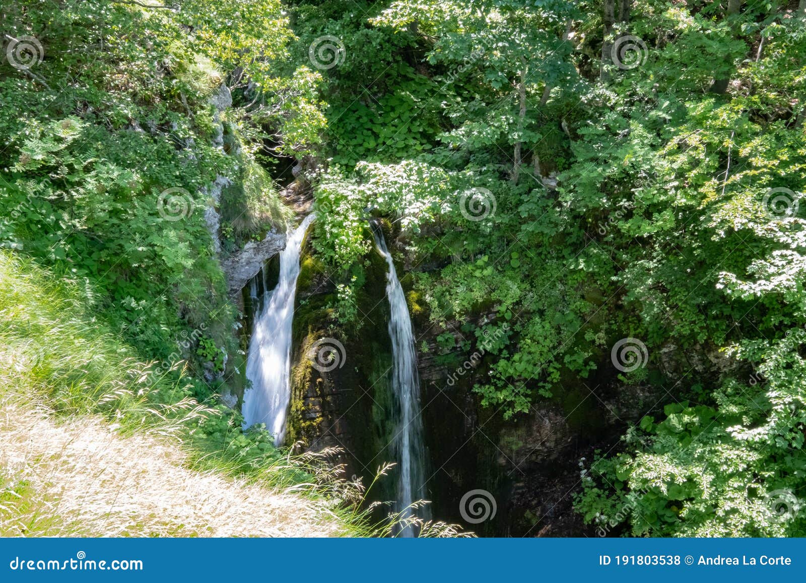 rio arno waterfall in abruzzo, gran sasso national park