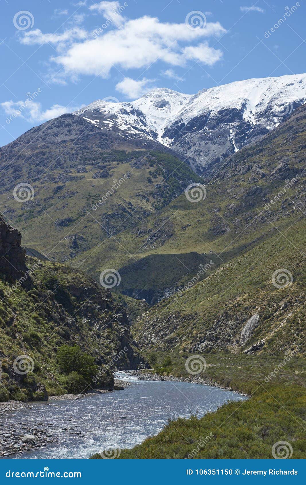 pristine river in valle chacabuco, northern patagonia, chile.
