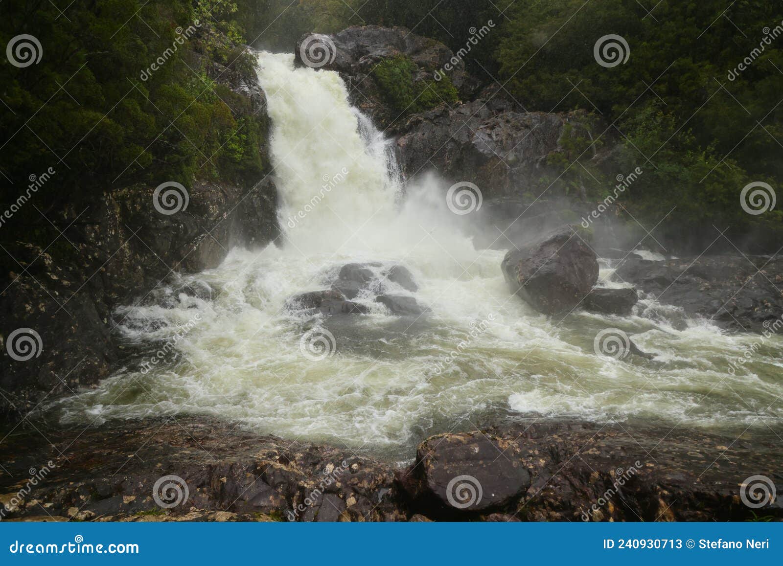 rio chaica waterfall in alerce andino national park, chile