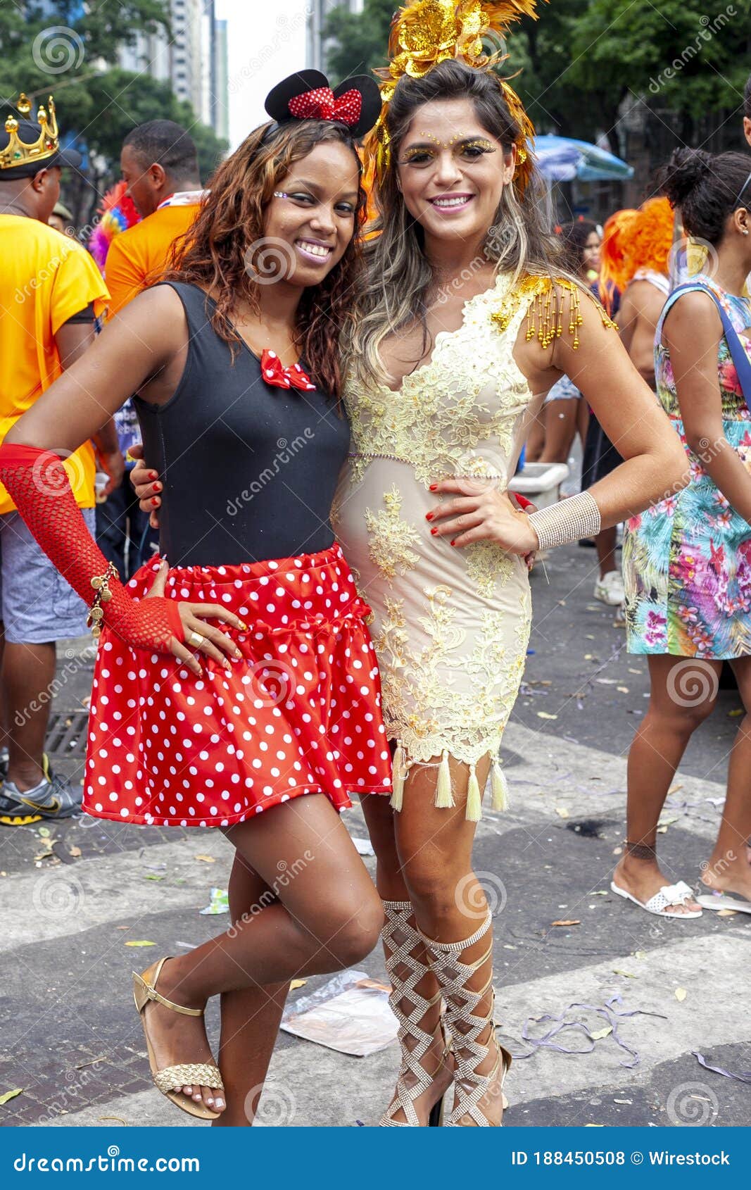 Rio De Janeiro Brazil Mar 03 2014 Carnival Street Party In Rio With Two Women In Festive