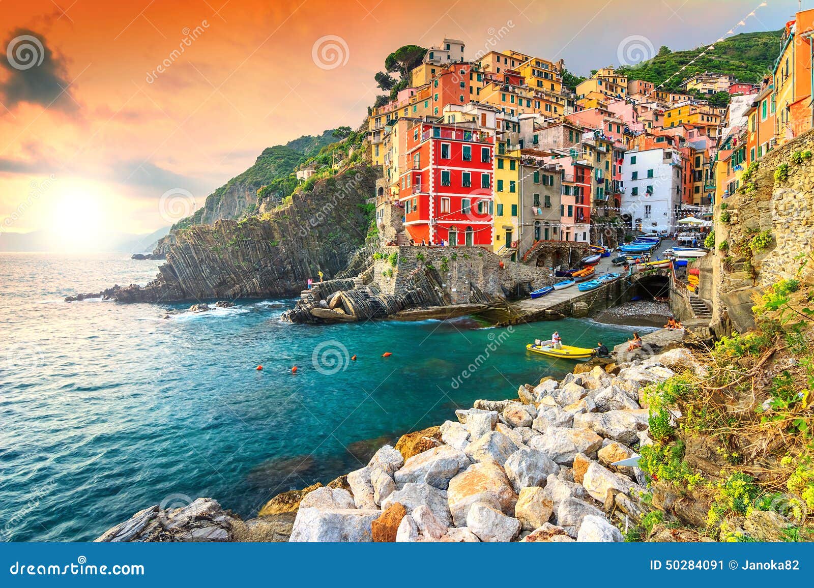 riomaggiore village on the cinque terre coast of italy,europe