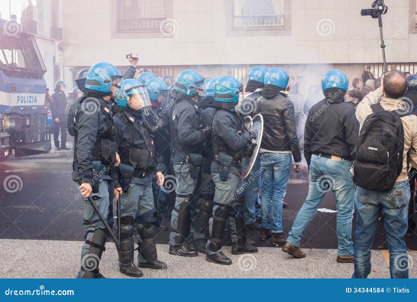 Riot Police Confronts Protesters in Milan, Italy Editorial Stock Image ...