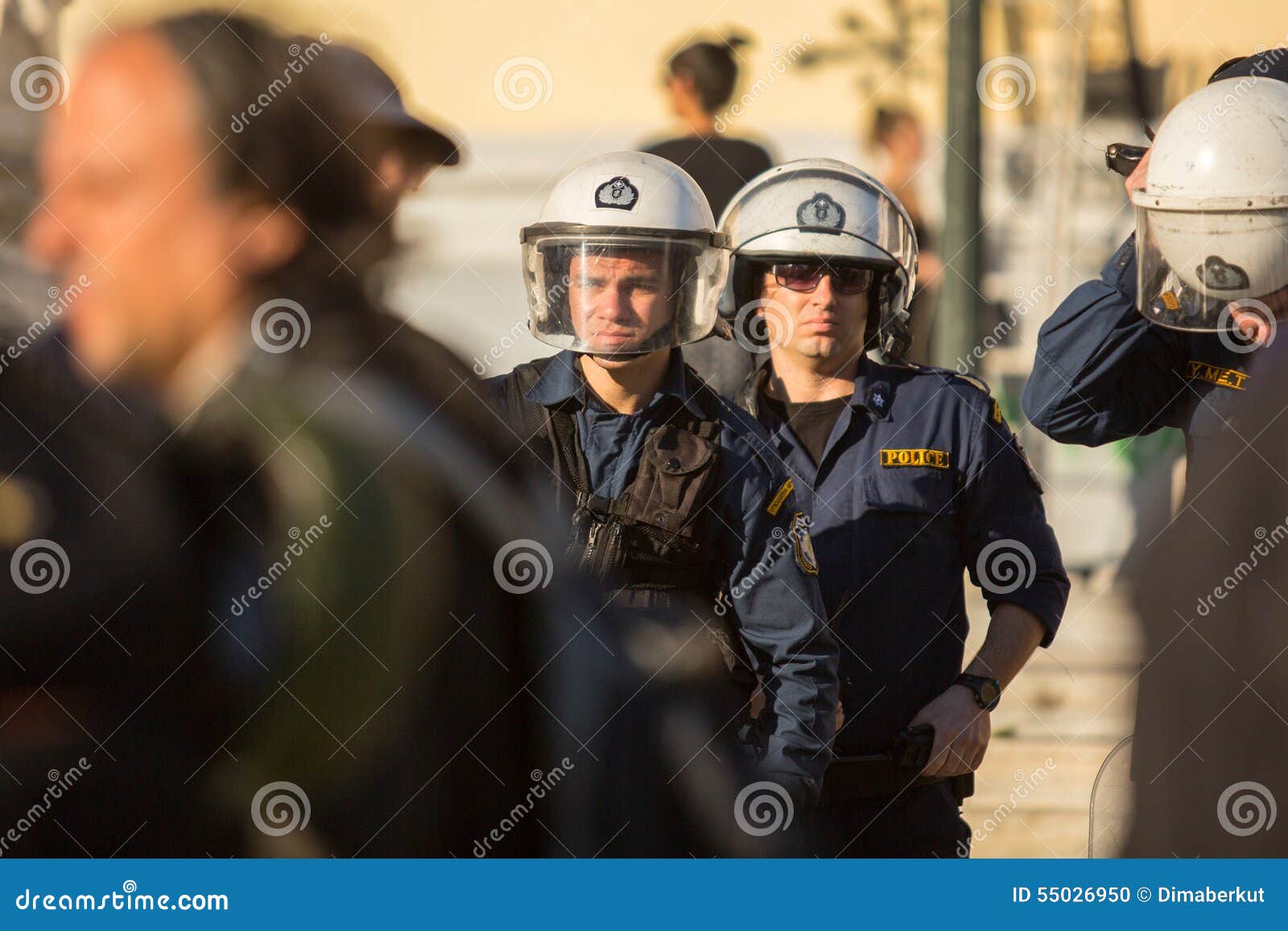Riot Police with Their Shield, Take Cover during a Rally in Front of ...