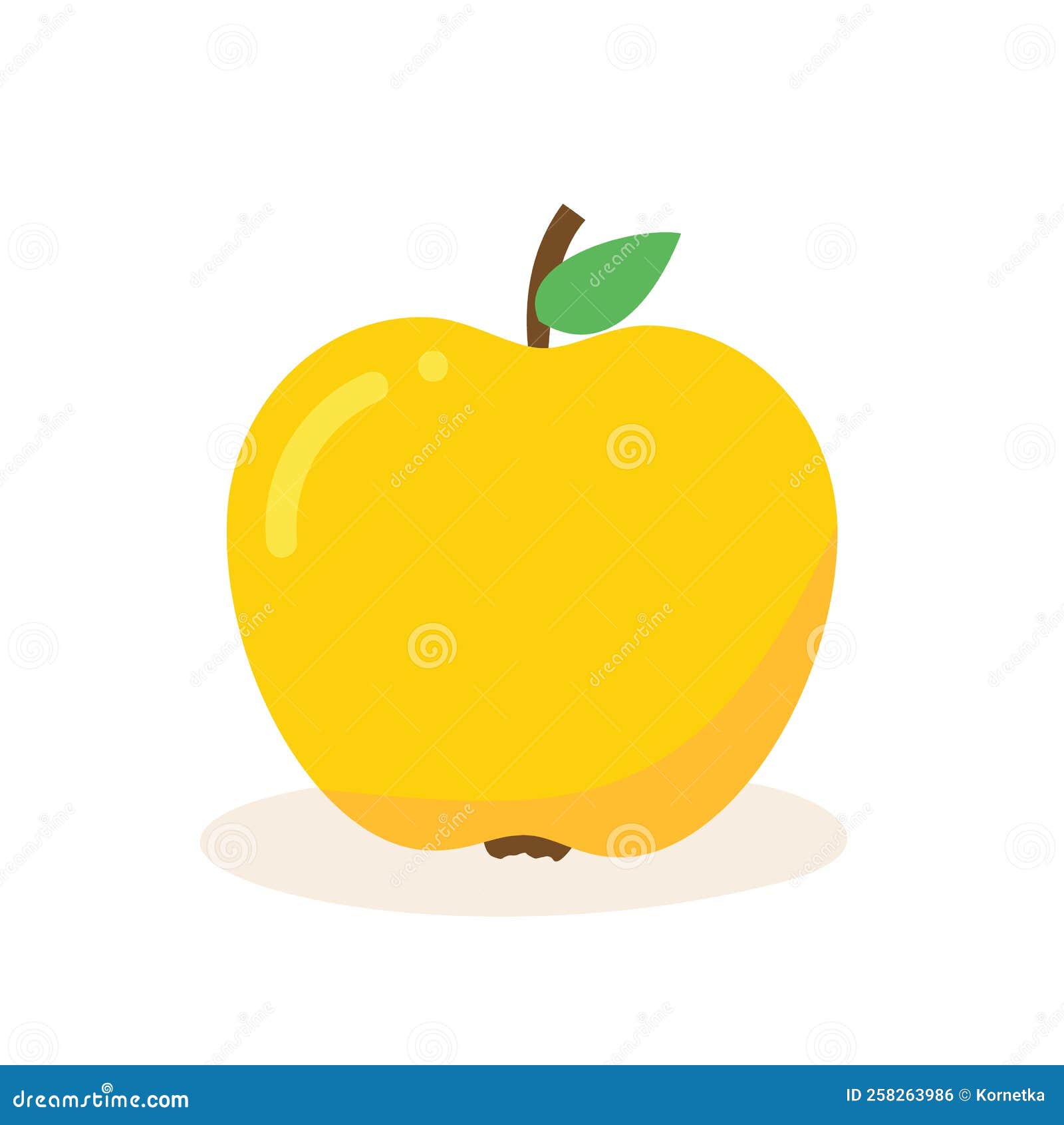 Ripe Apple Clipart Icon with Leaf. Flat Vector Illustration Stock